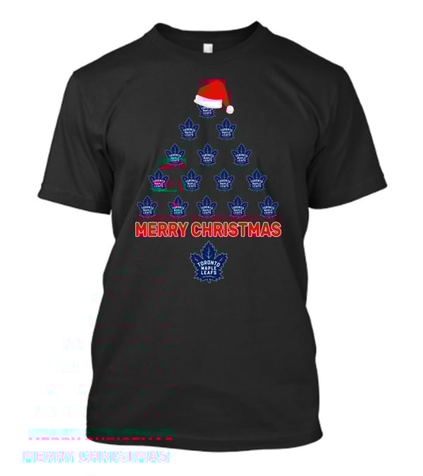 Toronto Maple Leafs Merry Christmas Tree With Santa Hat T-Shirt