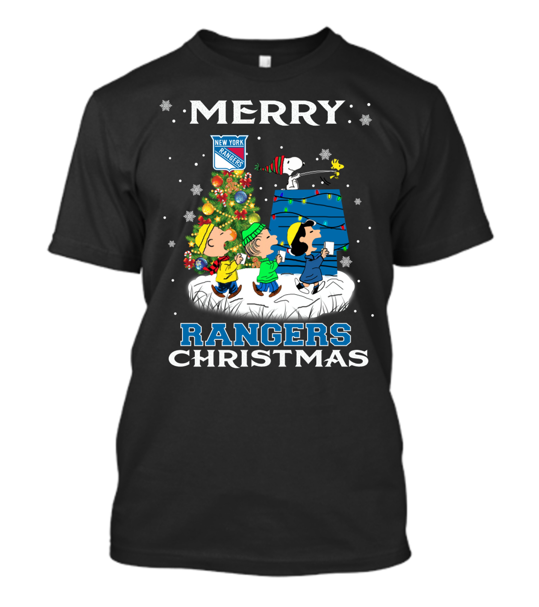 Merry New York Rangers Christmas With Snoopy And Friends Festive T-Shirt