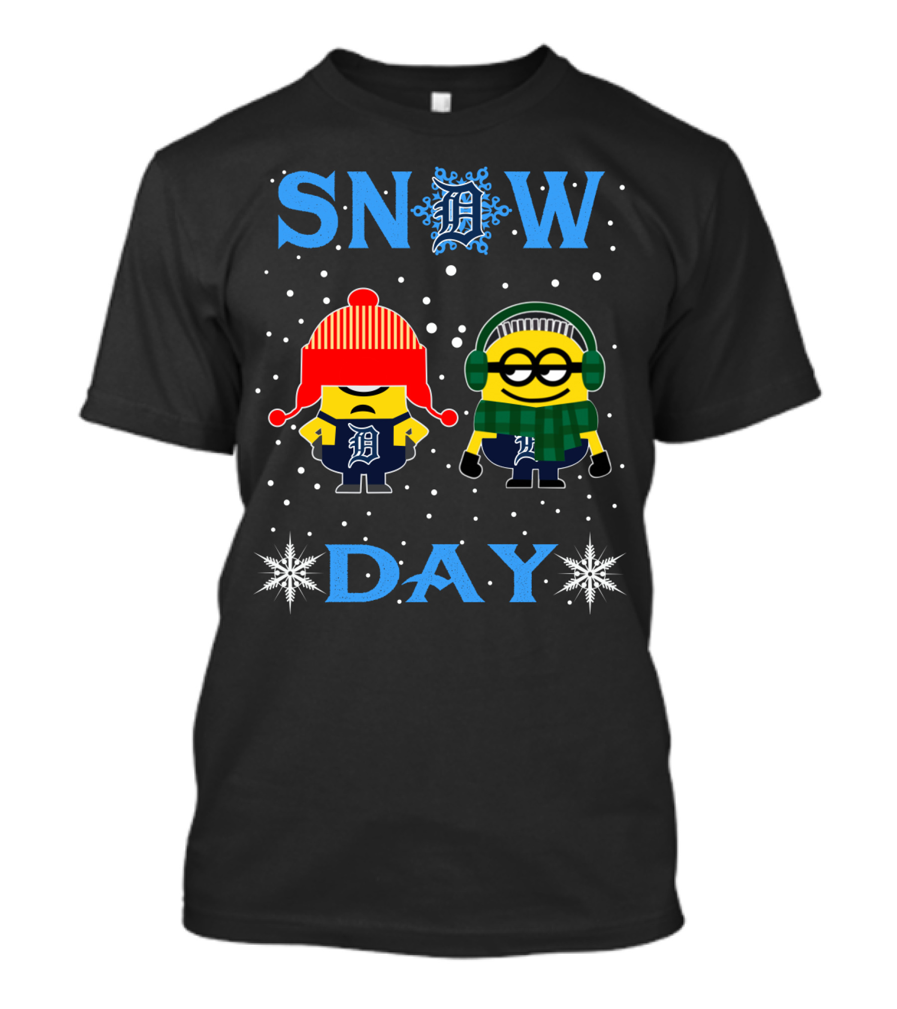 Detroit Tigers Minions Snow Day Winter Fun T-Shirt
