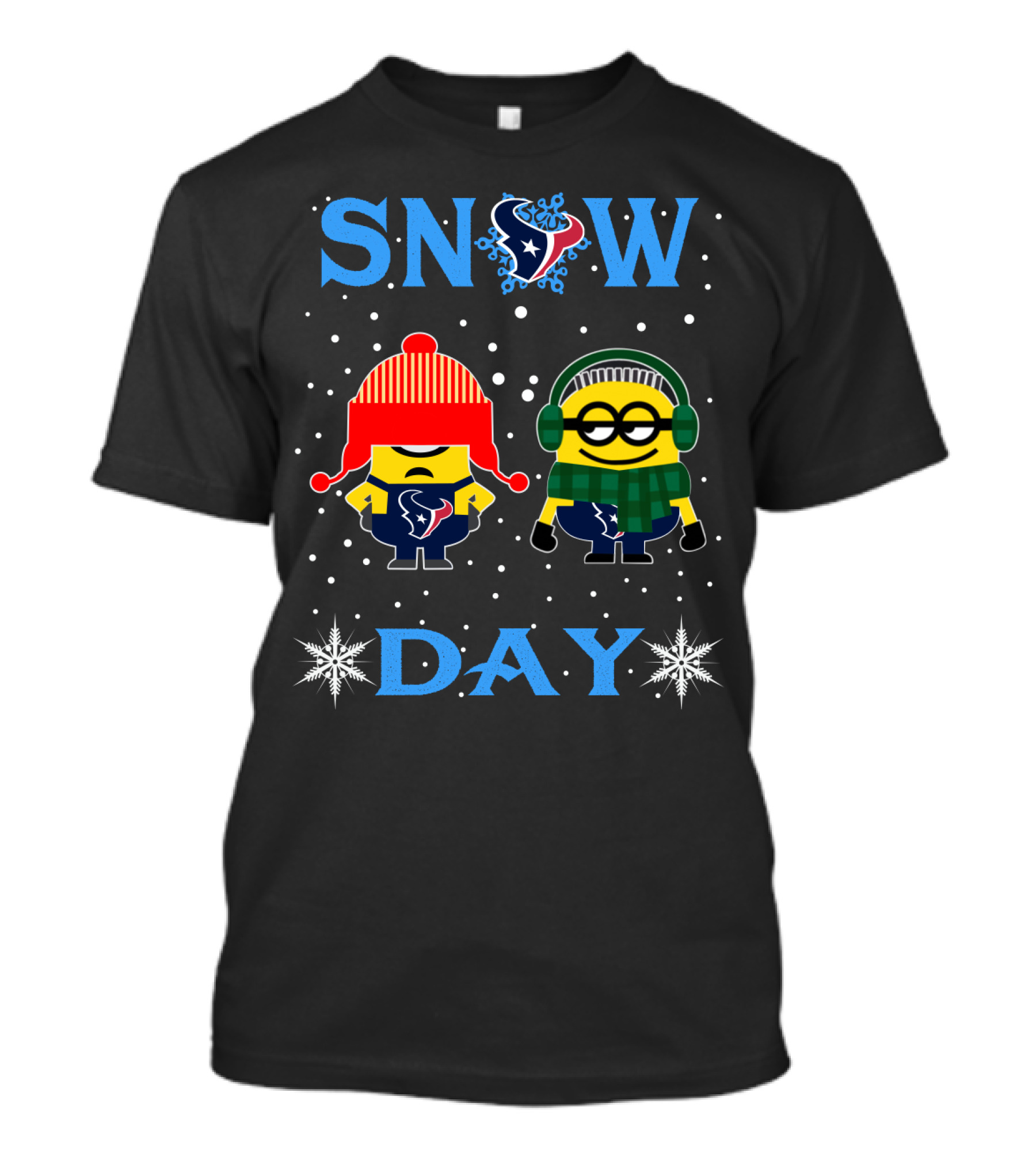 Snow Day With Houston Texans And Minion Fans In Winter Gear T-Shirt