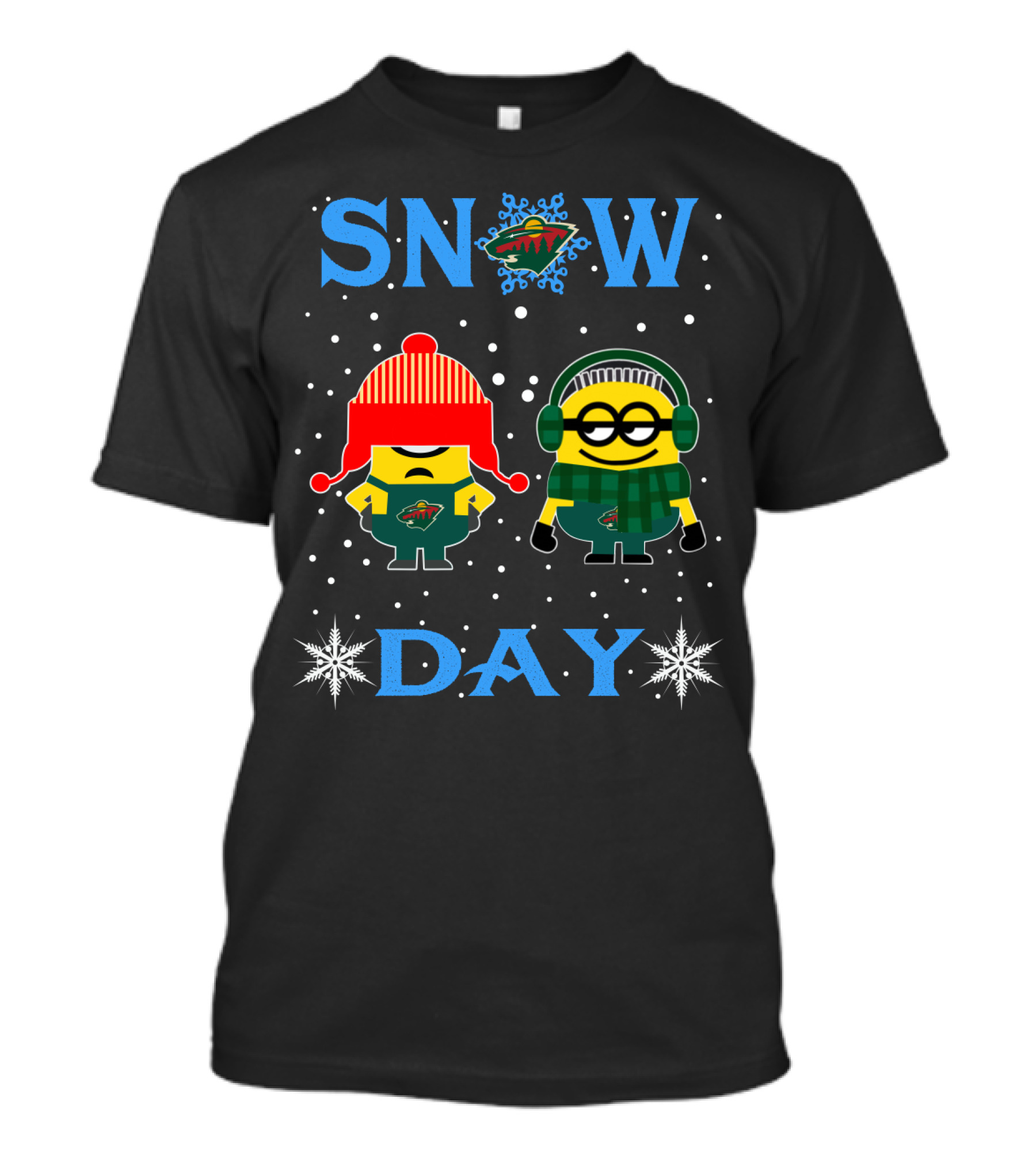 Minnesota Wild Snow Day With Minion Fans Winter Fun T-Shirt