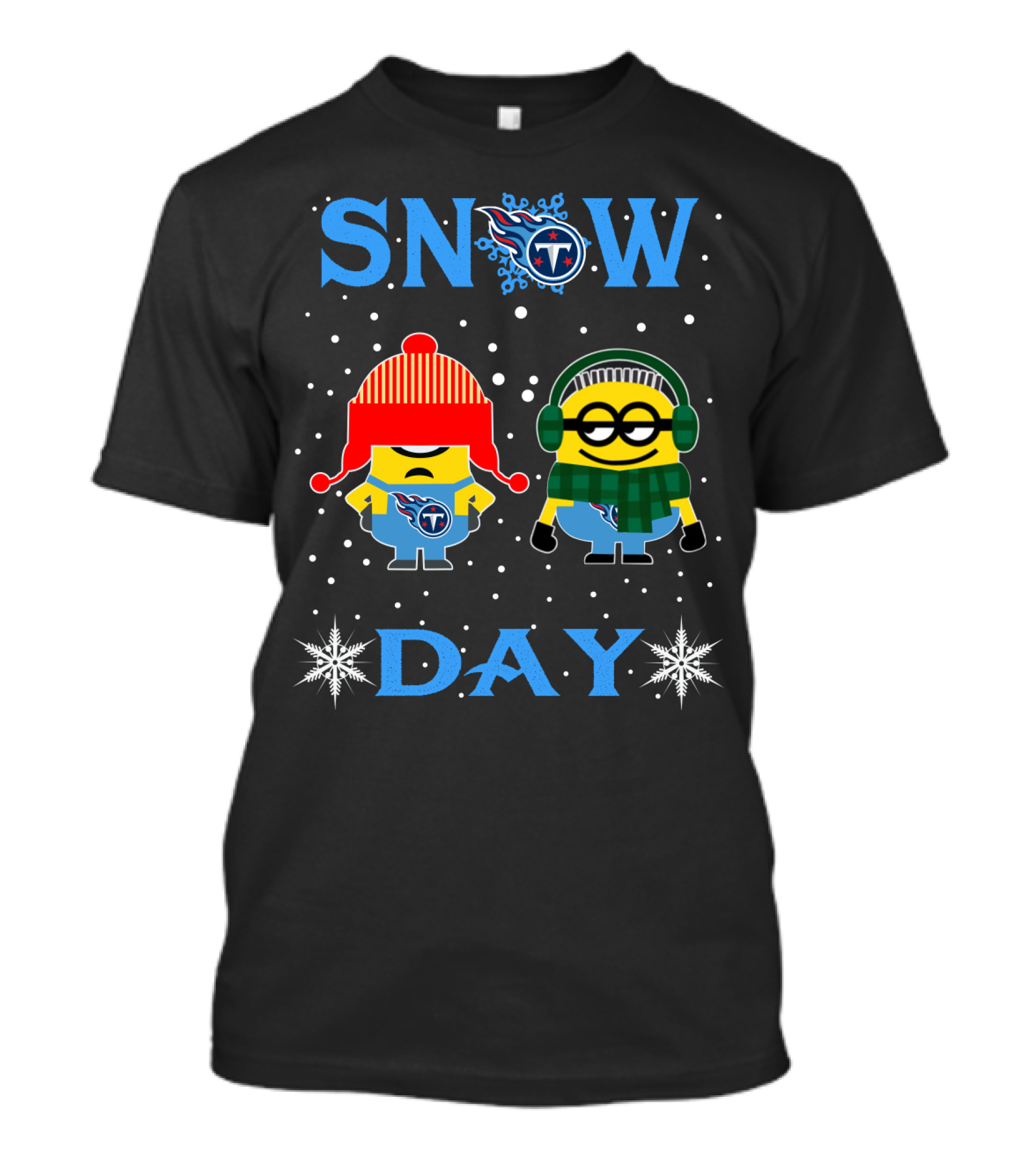 Snow Day Minions With Tennessee Titans Logos T-Shirt