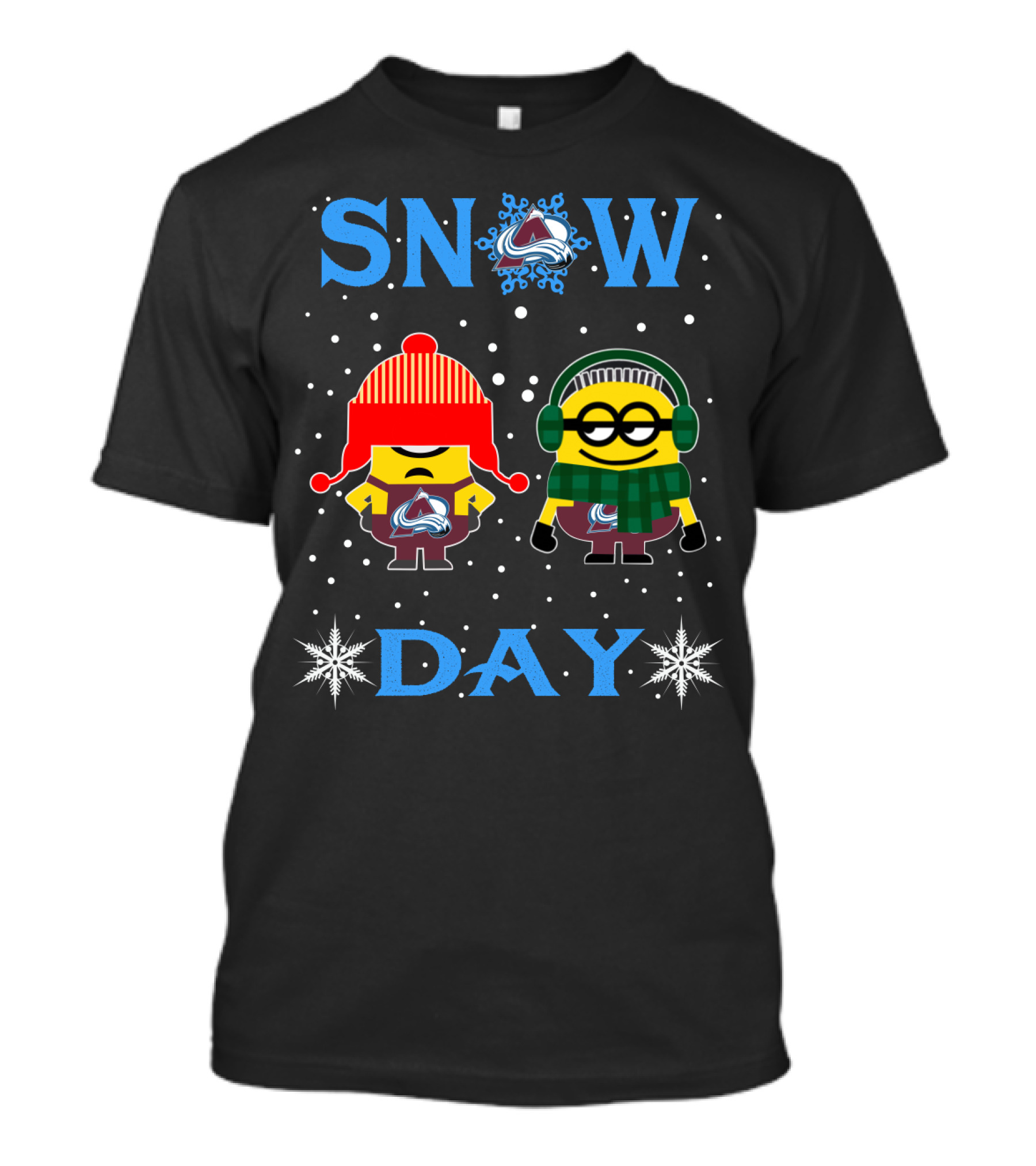 Colorado Avalanche Snow Day With Minions In Winter Gear T-Shirt