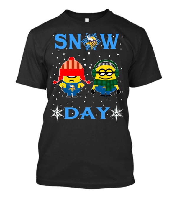 Minnesota Vikings Snow Day With Minions Winter Fun T-Shirt