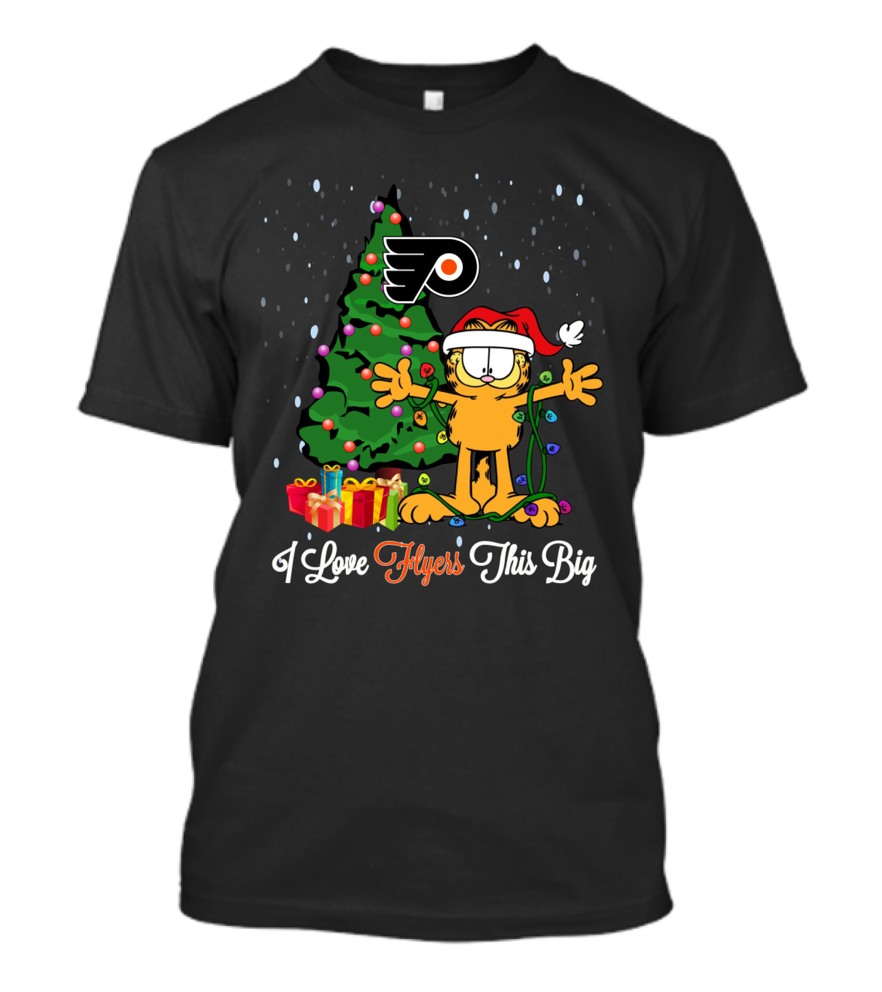 I Love Flyers This Big Garfield Christmas Tree Philadelphia Flyers T-Shirt