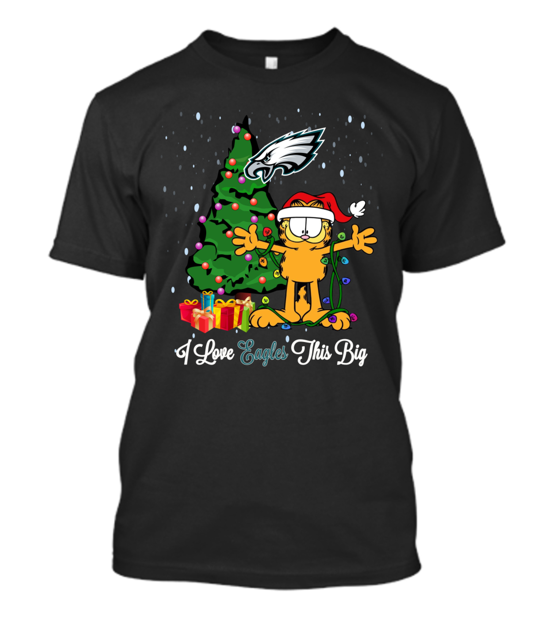 I Love Eagles This Big Garfield Christmas Philadelphia Eagles T-Shirt