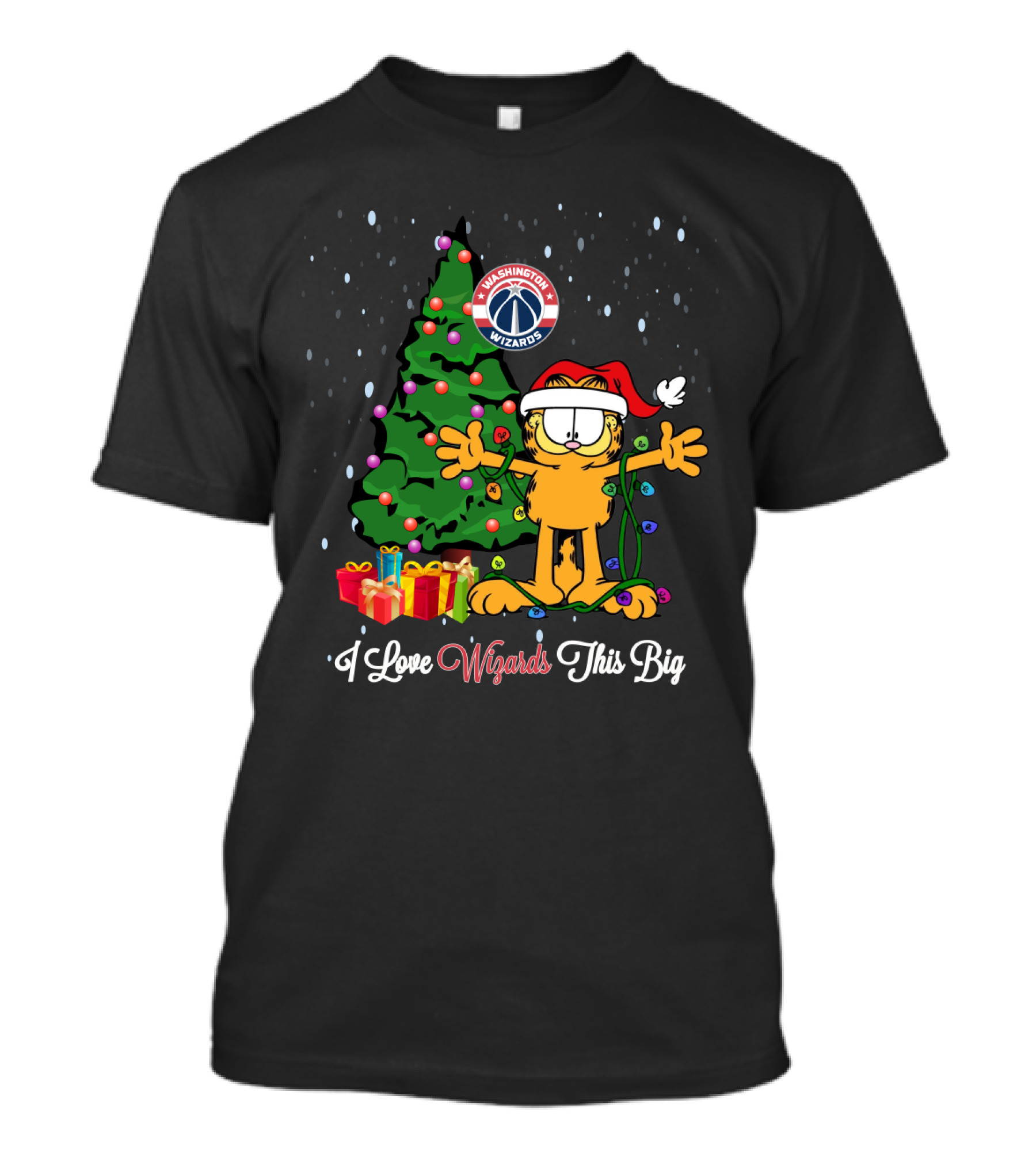 I Love Wizards This Big Xmas Garfield Cat Washington Wizards T-Shirt