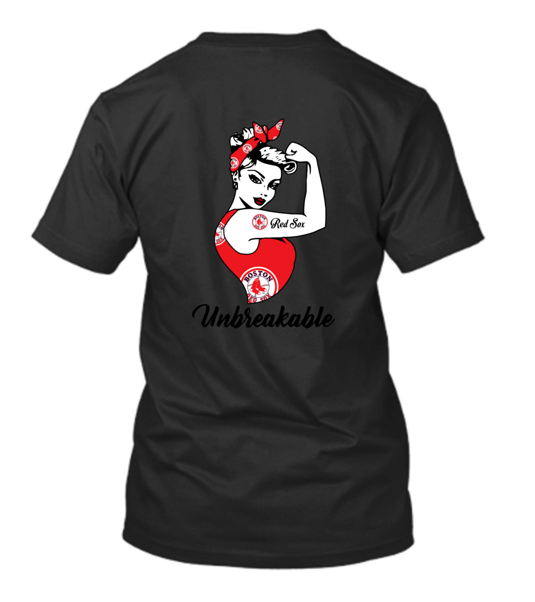 Boston Red Sox Unbreakable Strong Girl Rosie The Riveter T-Shirt