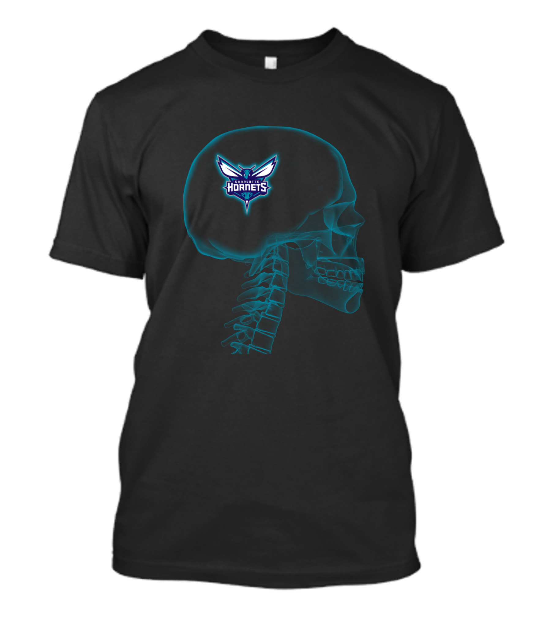 Charlotte Hornets Halloween Skeleton Brain T-Shirt