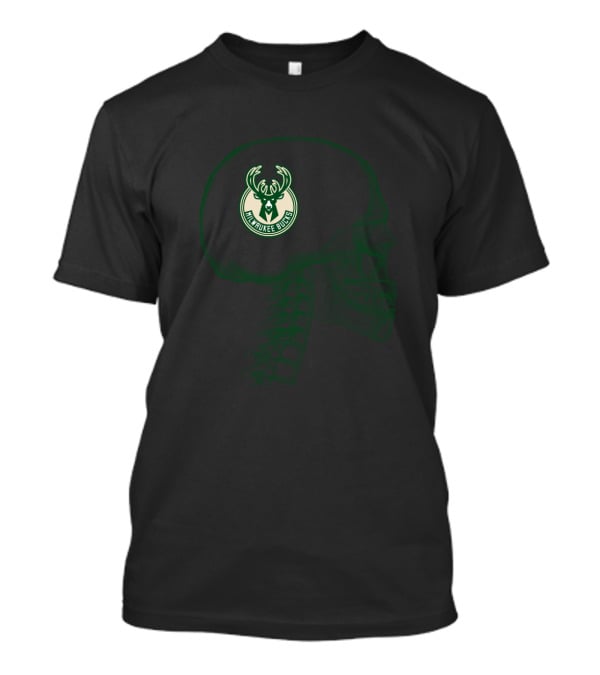 Milwaukee Bucks Skull Halloween Green Glow Brain T-Shirt