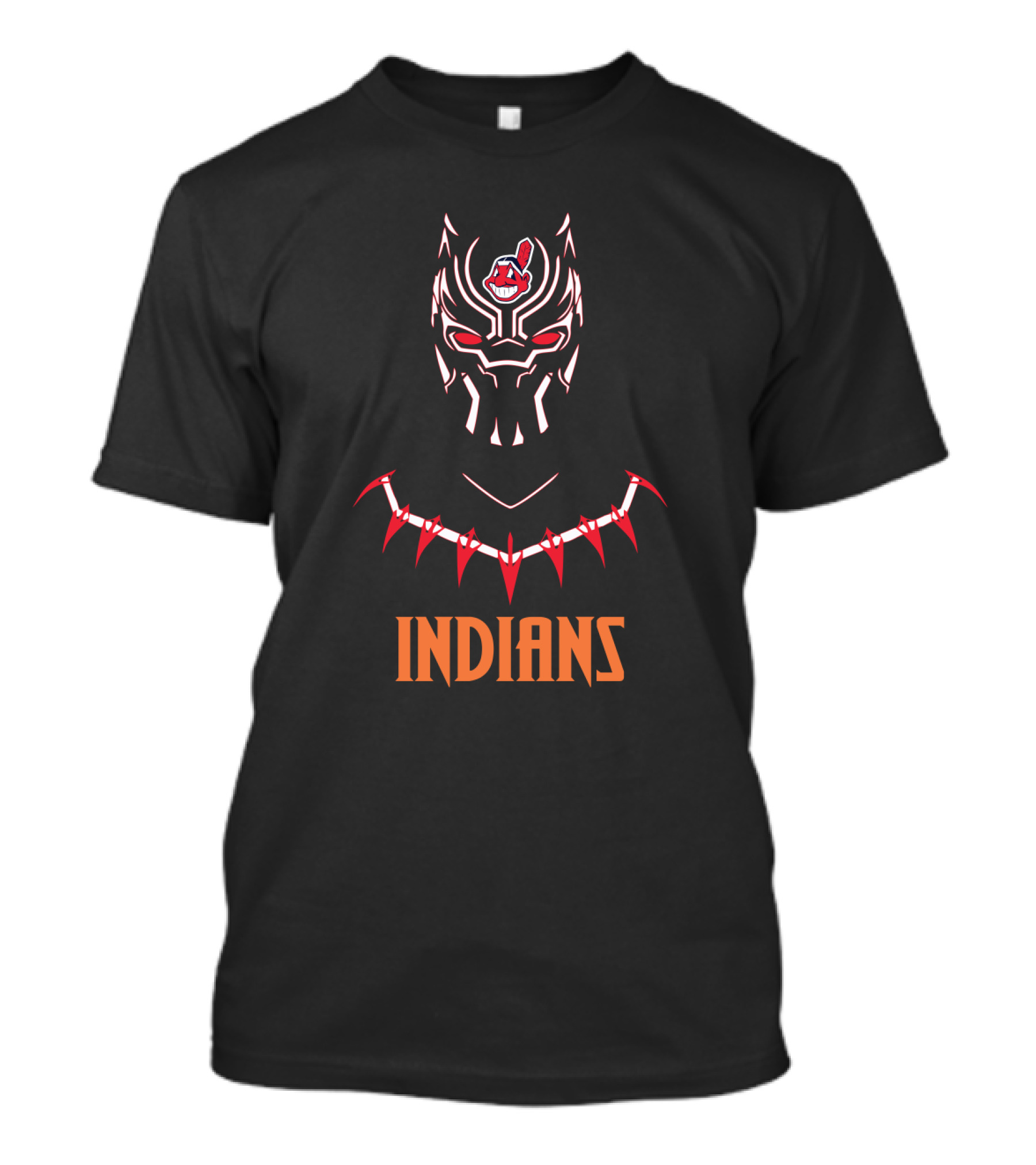Black Panther With Cleveland Indians Logo Fans T-Shirt
