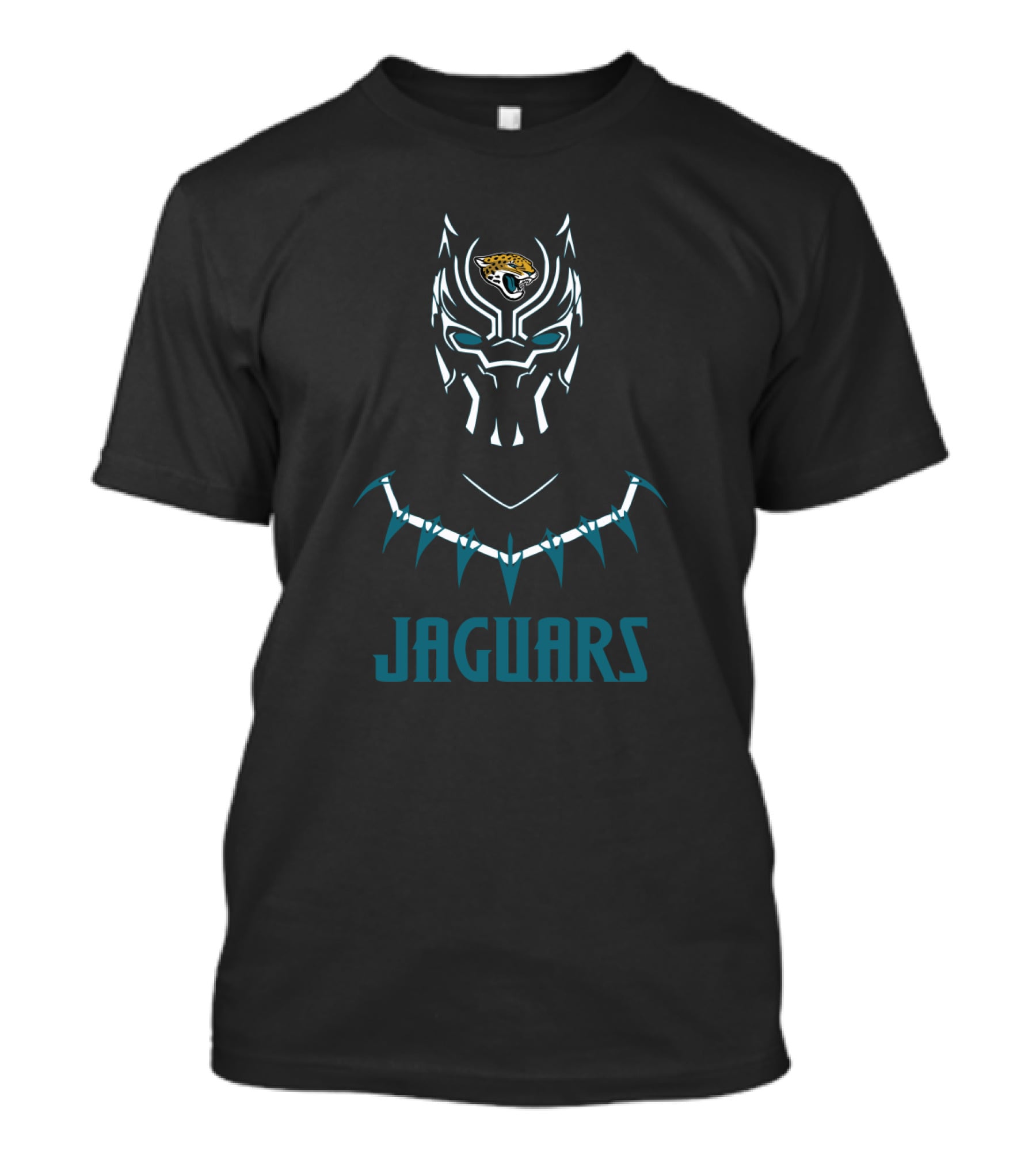 Jaguars Black Panther Helmet With Stylized Necklace Iconic T-Shirt