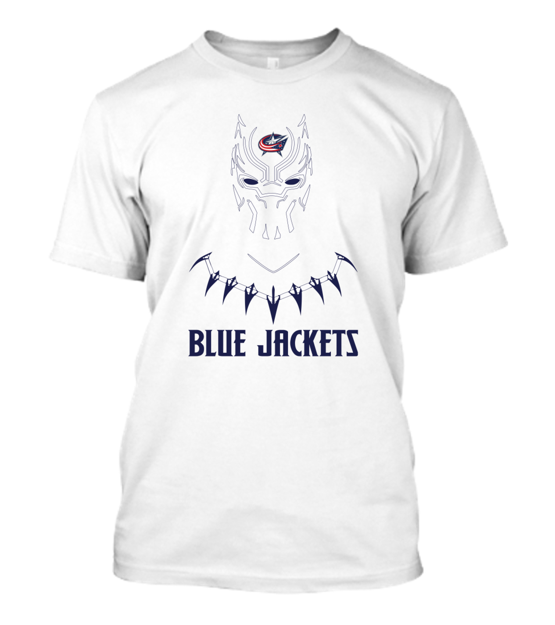 Columbus Blue Jackets Logo On Black Panther Mask T-Shirt