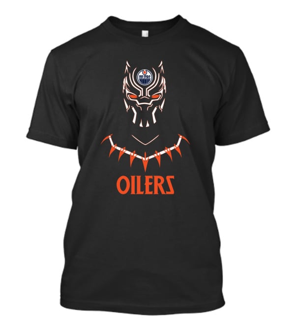Edmonton Oilers Black Panther Fan Mashup With Team Logo Integration T-Shirt
