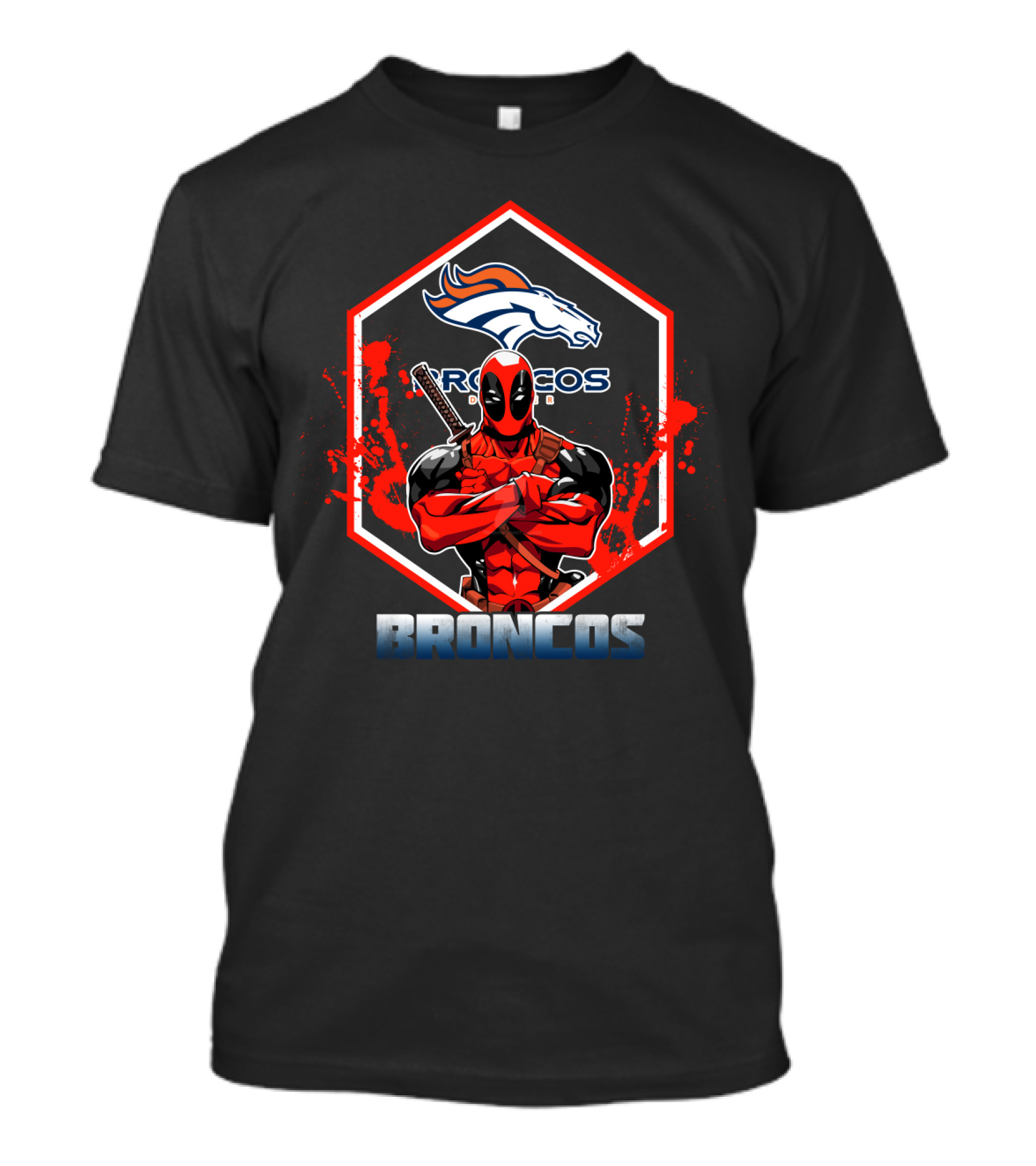 Deadpool Broncos Fans Hexagon T-Shirt