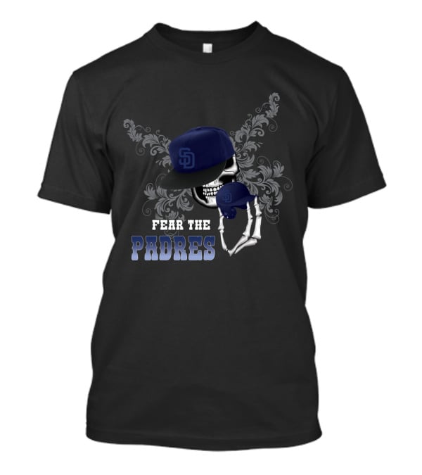 San Diego Padres Skull With Hat And Glove - Fear The Padres T-Shirt