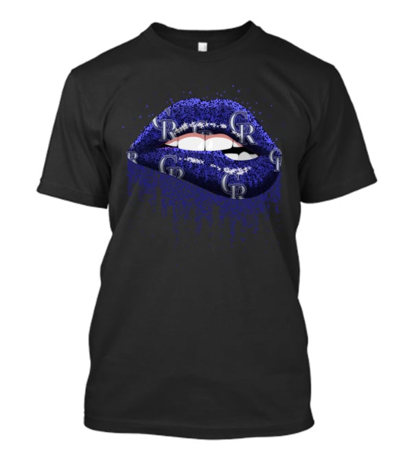 Colorado Rockies Glitter Lips Fan Art With Team Logo Elements T-Shirt