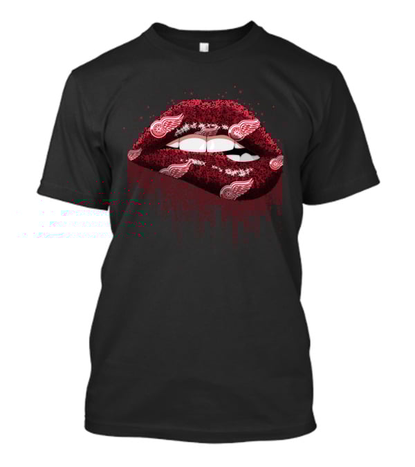 Detroit Red Wings Glittery Lips Fan T-Shirt