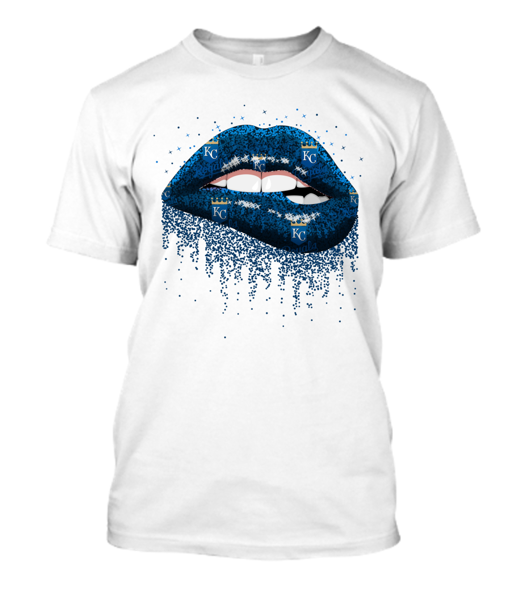 Kansas City Royals Glitter Blue Lips With KC T-Shirt