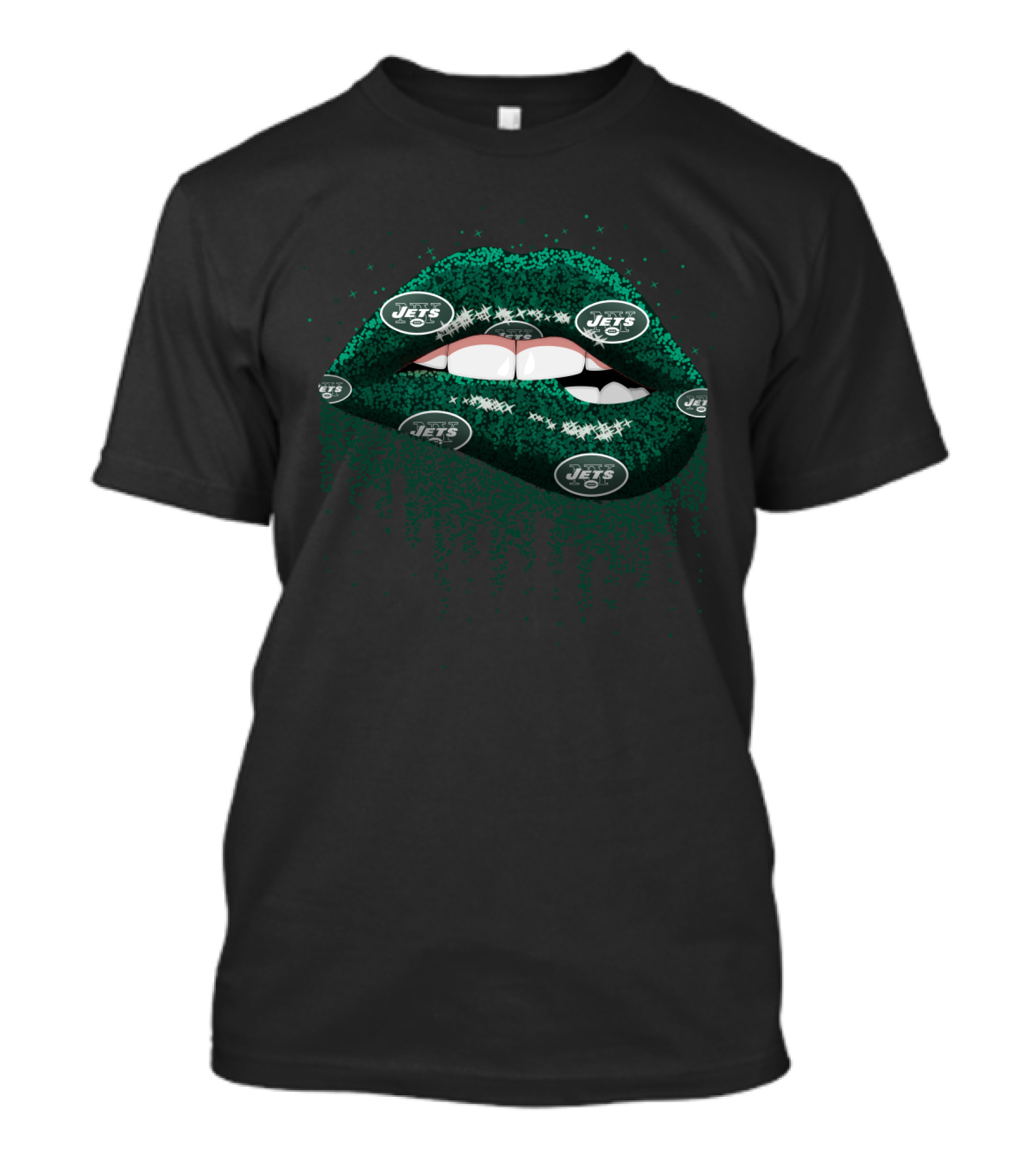 Glitter Lips New York Jets Football Fans Sparkle Style T-Shirt