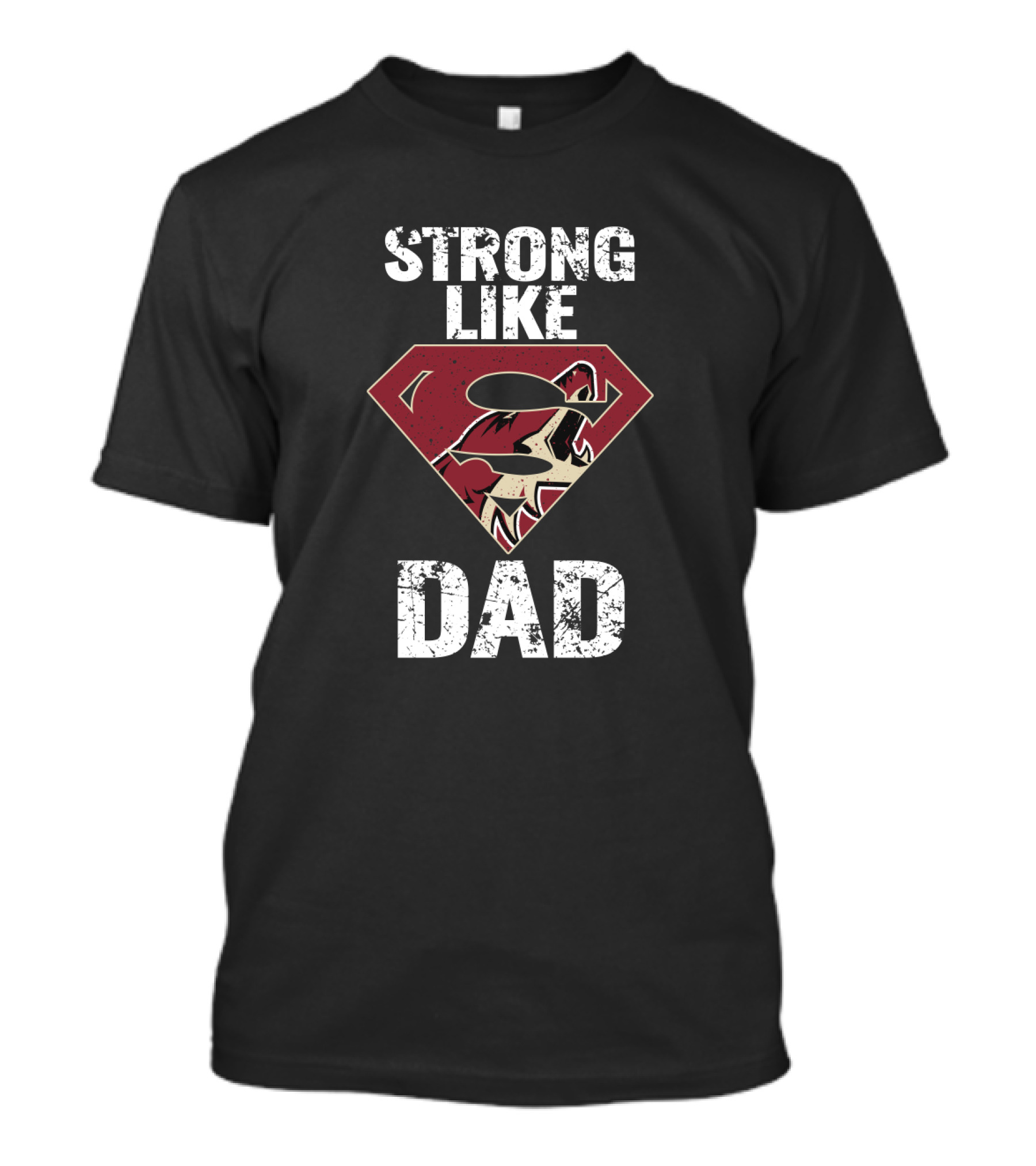 Strong Like Dad Arizona Coyotes Super Dad Shield T-Shirt