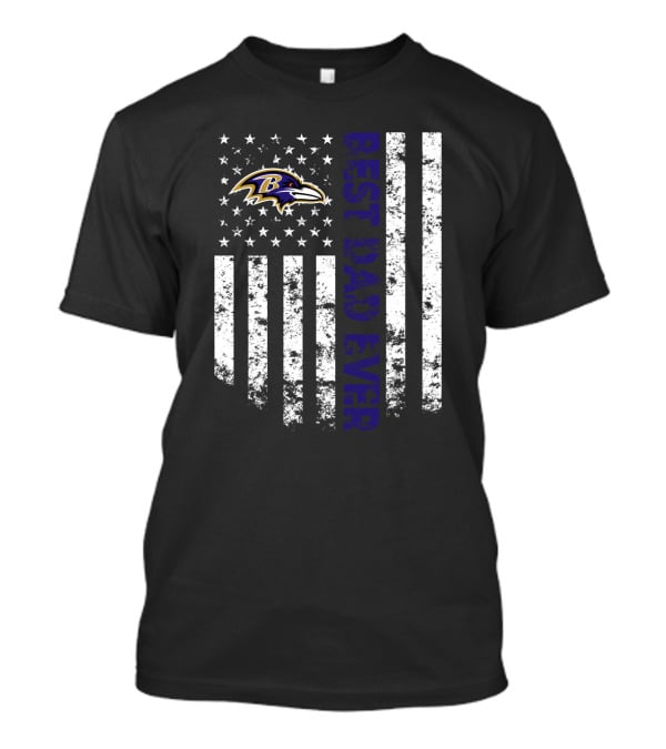 Baltimore Ravens Best Dad Ever American Flag Style T-Shirt