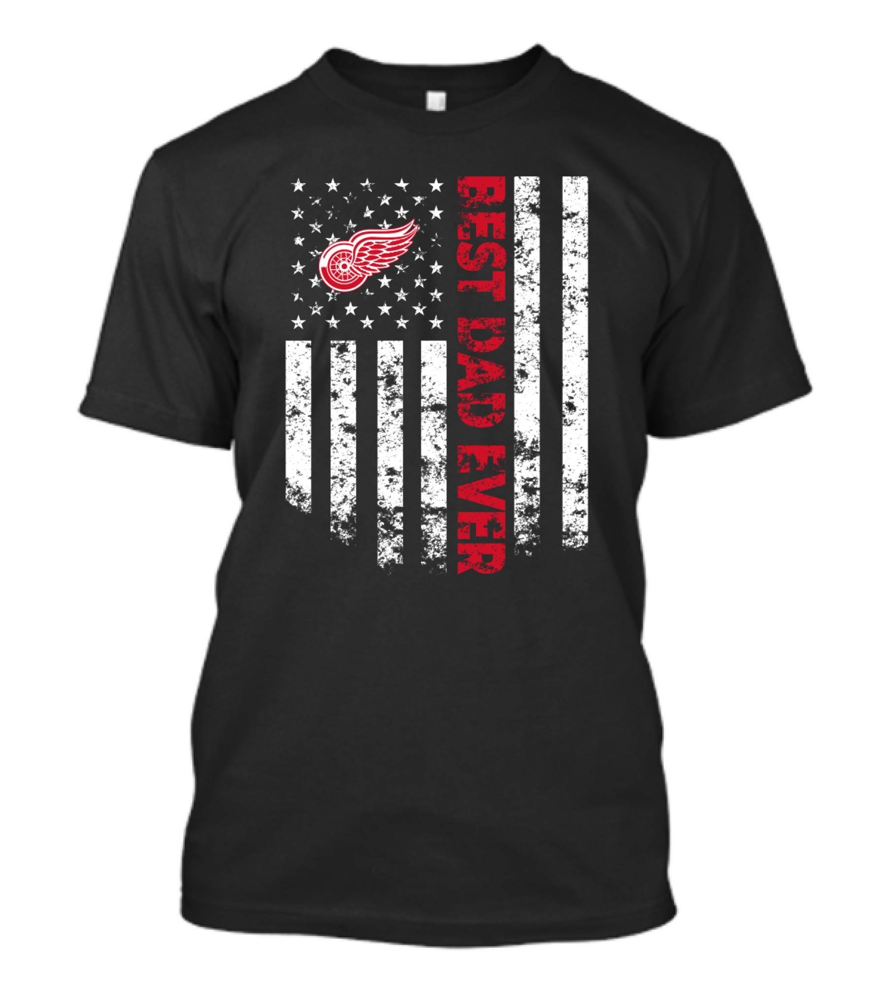 Detroit Red Wings Best Dad Ever American Flag Style T-Shirt