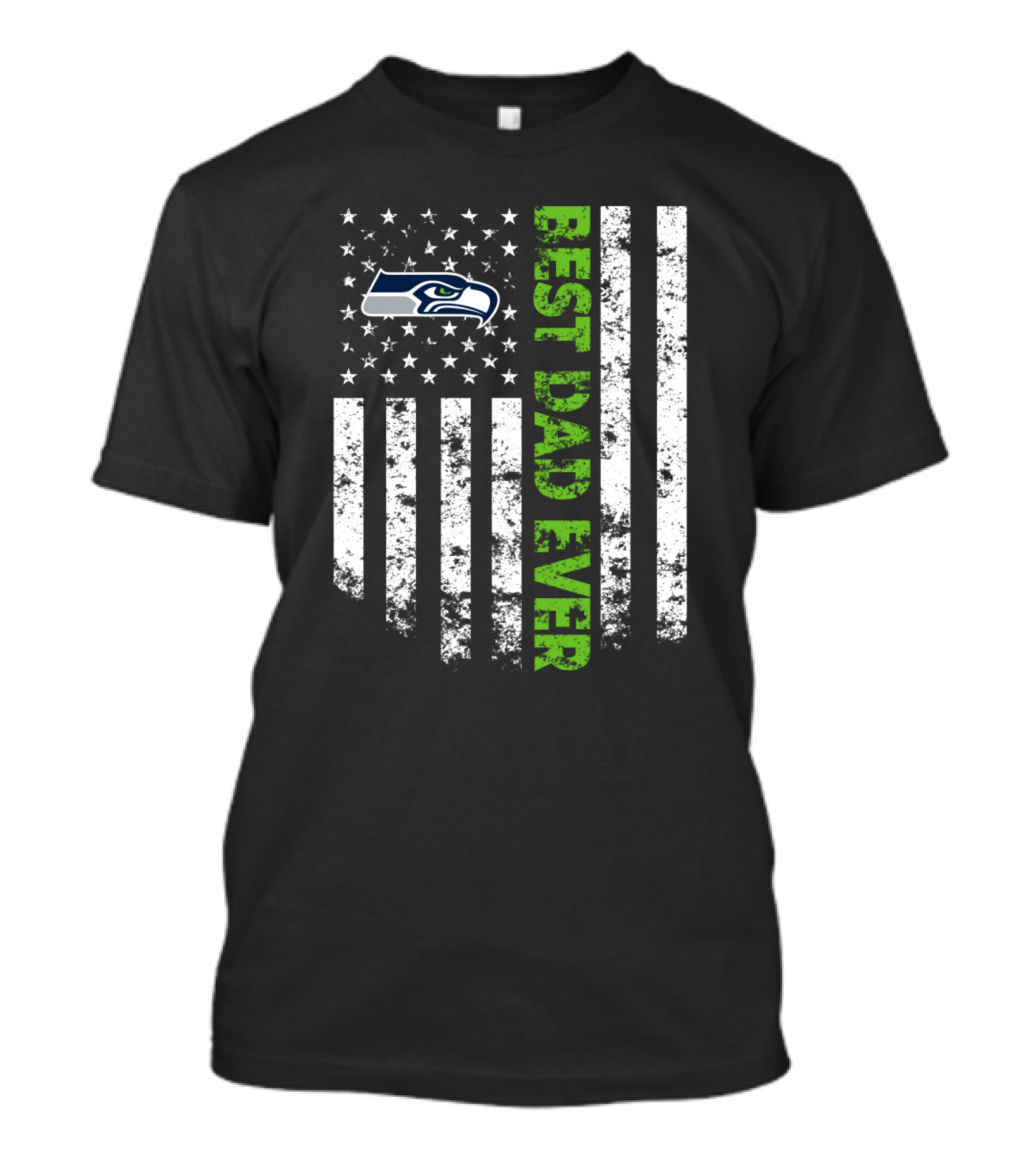 Best Seattle Seahawks Dad Ever Flag T-Shirt