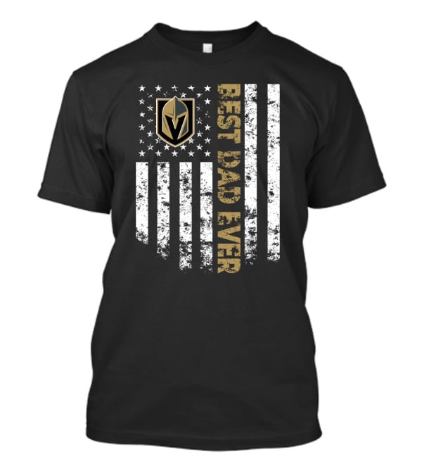 Best Vegas Golden Knights Dad Ever Best Dad Ever Usa Flag T-Shirt