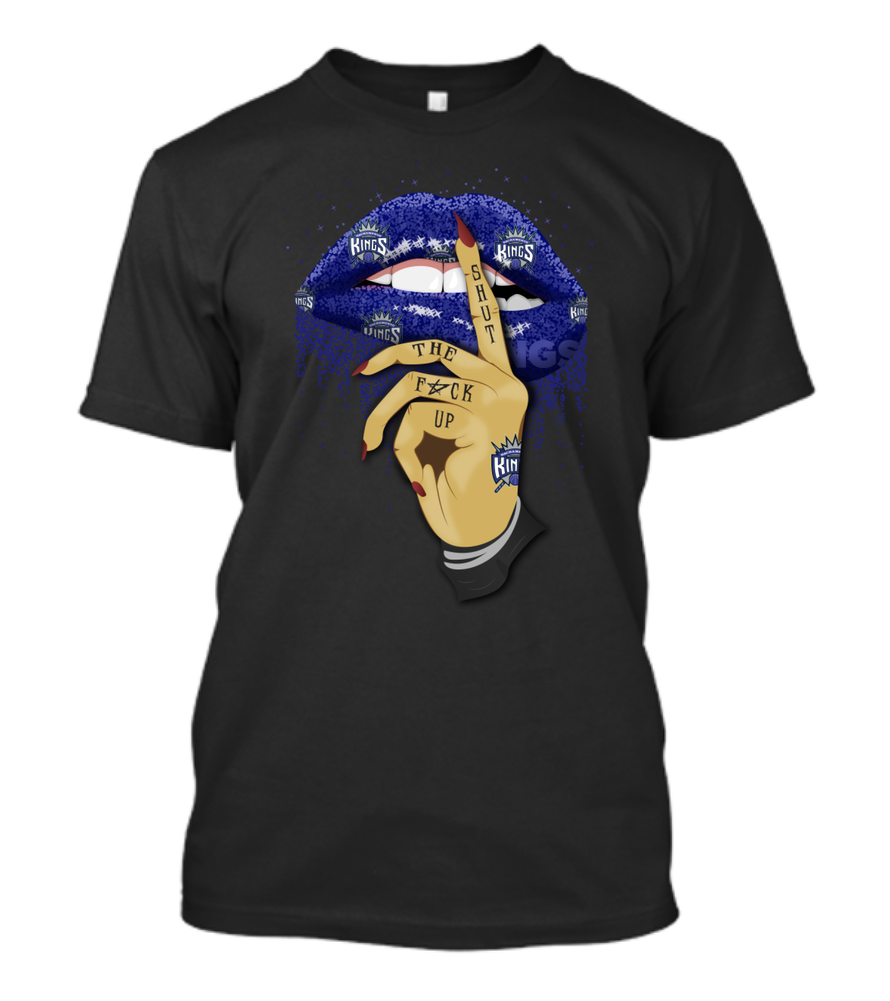 Sacramento Kings Lip Shut Up Hand Gesture T-Shirt