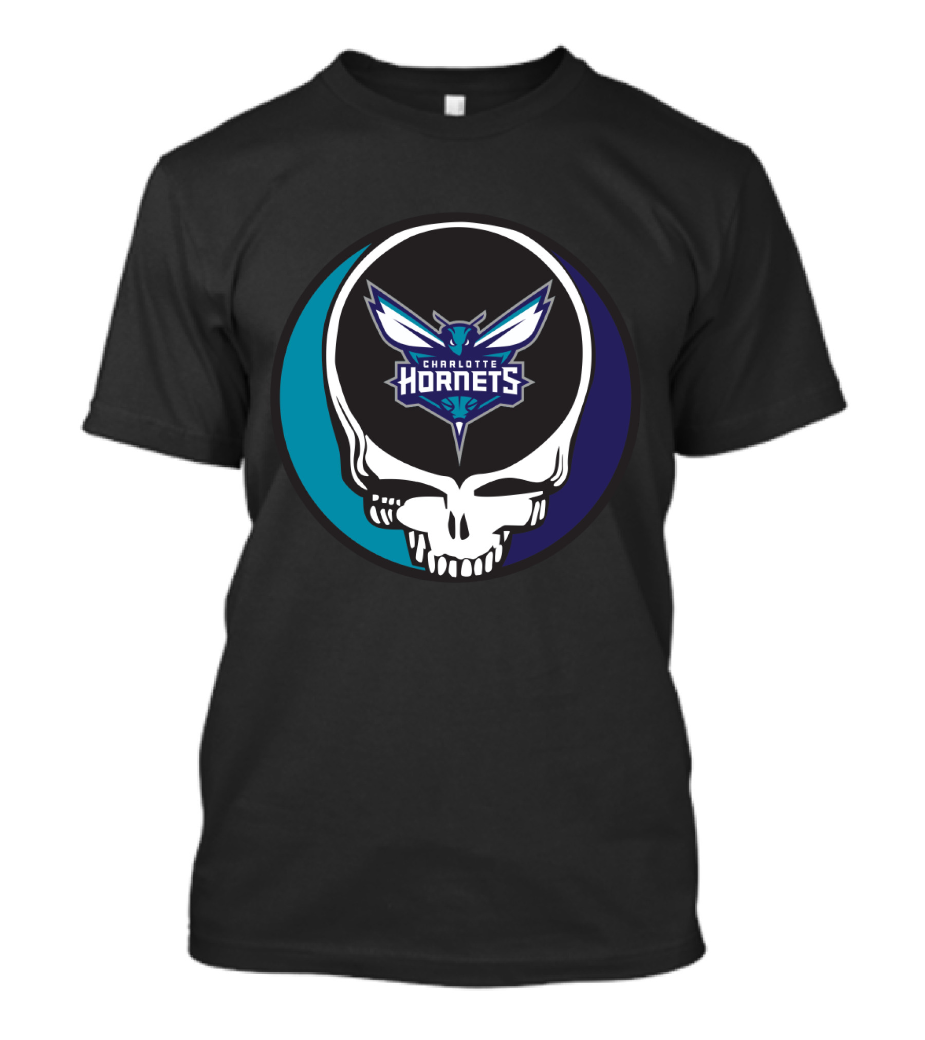 Grateful Dead Charlotte Hornets Skull Logo Combination T-Shirt