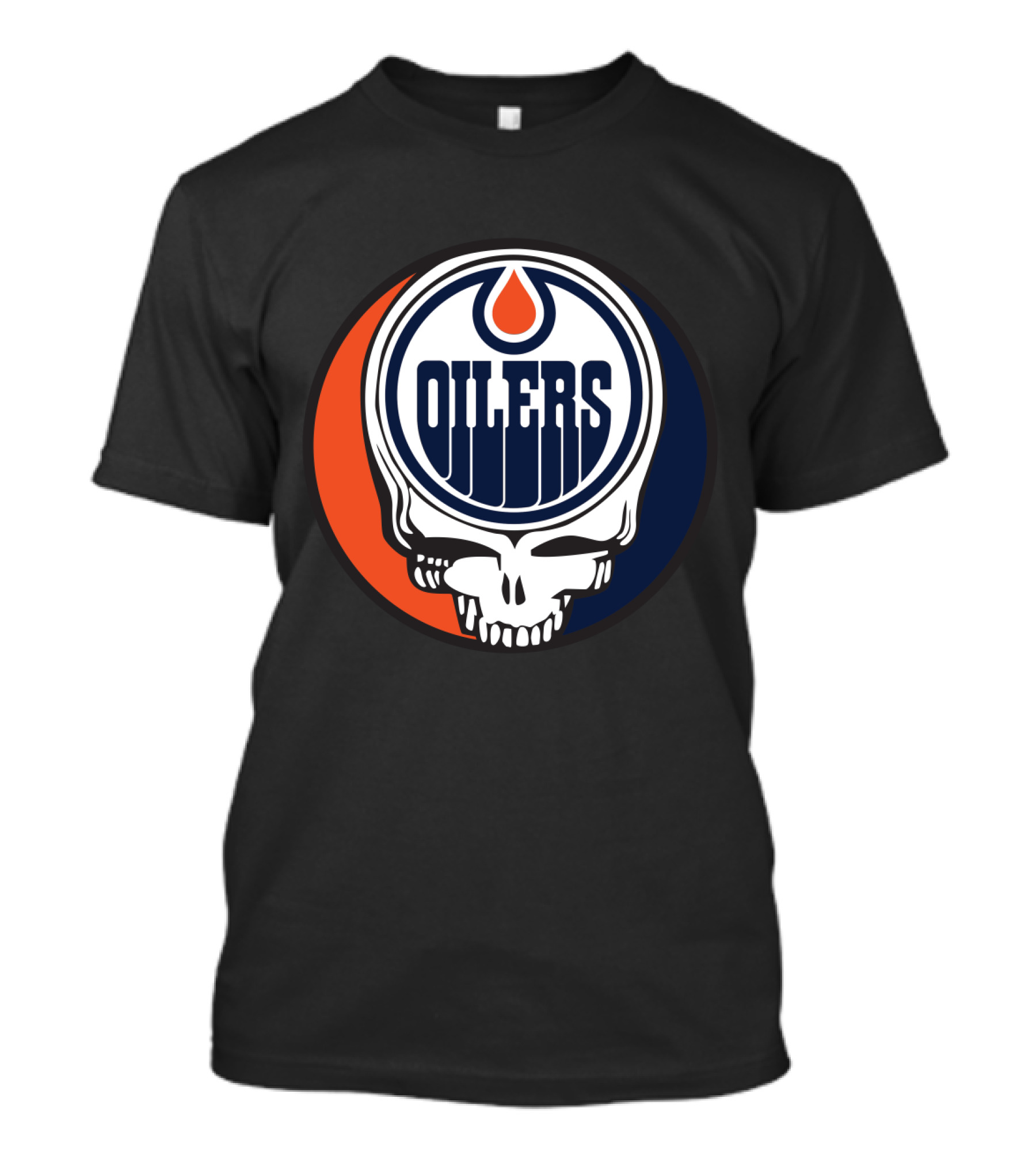 Grateful Dead Skull With Edmonton Oilers Logo And Colors For Fans T-Shirt