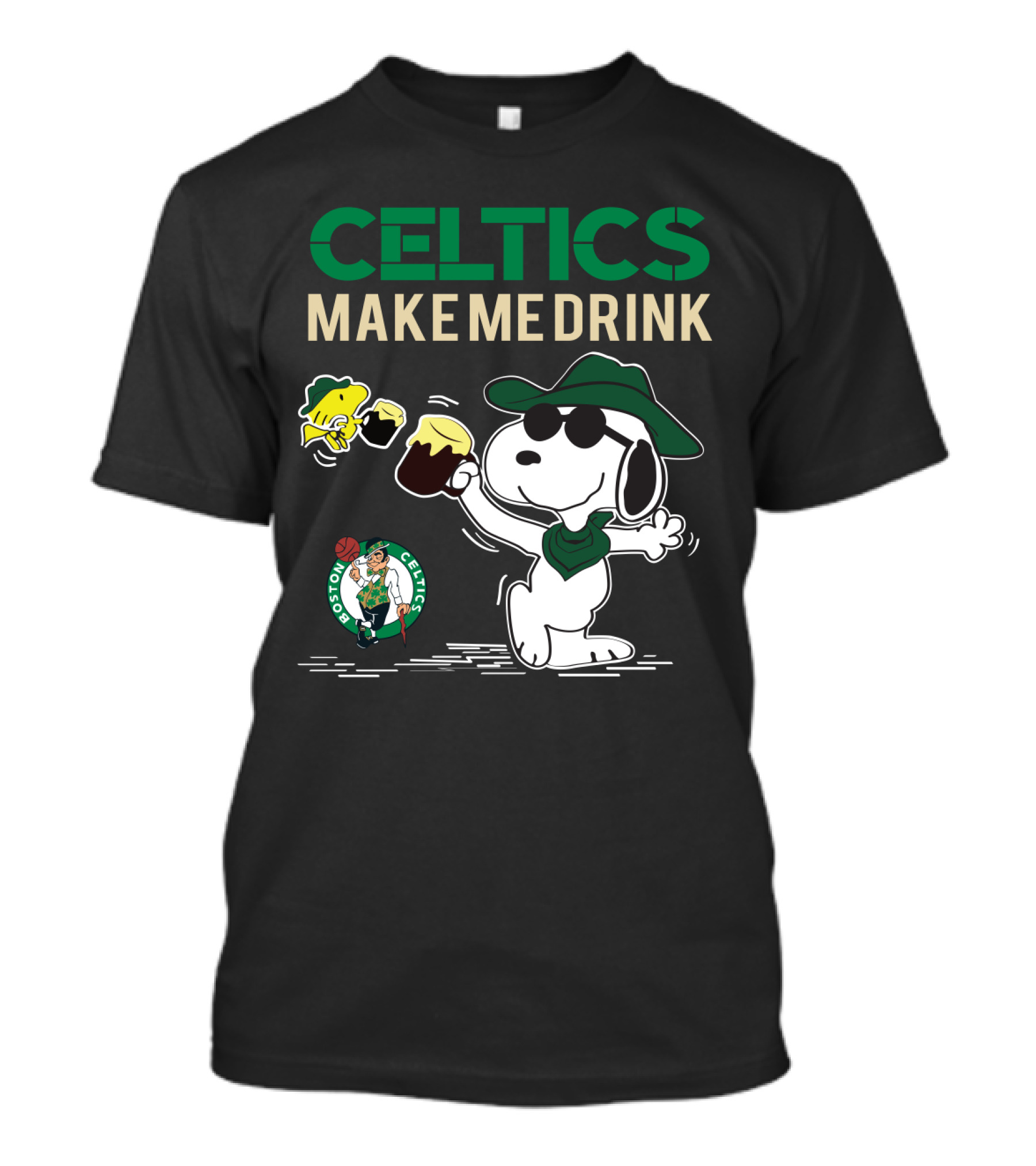 Celtics Make Me Drink Snoopy Boston Celtics Fans T-Shirt
