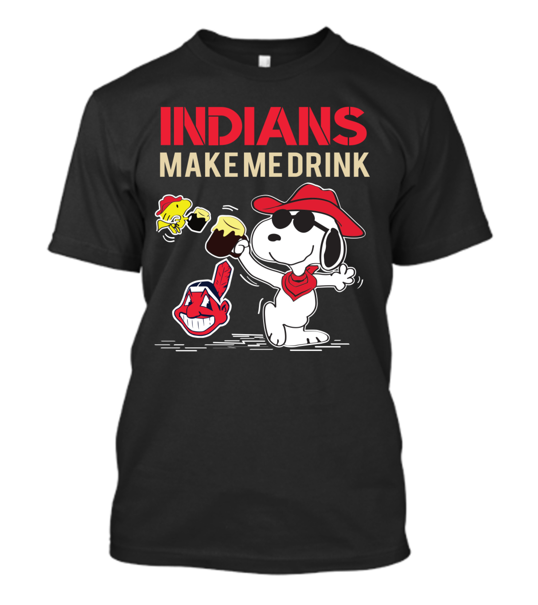 Snoopy Indians Make Me Drink Cleveland Fans Chiefs T-Shirt