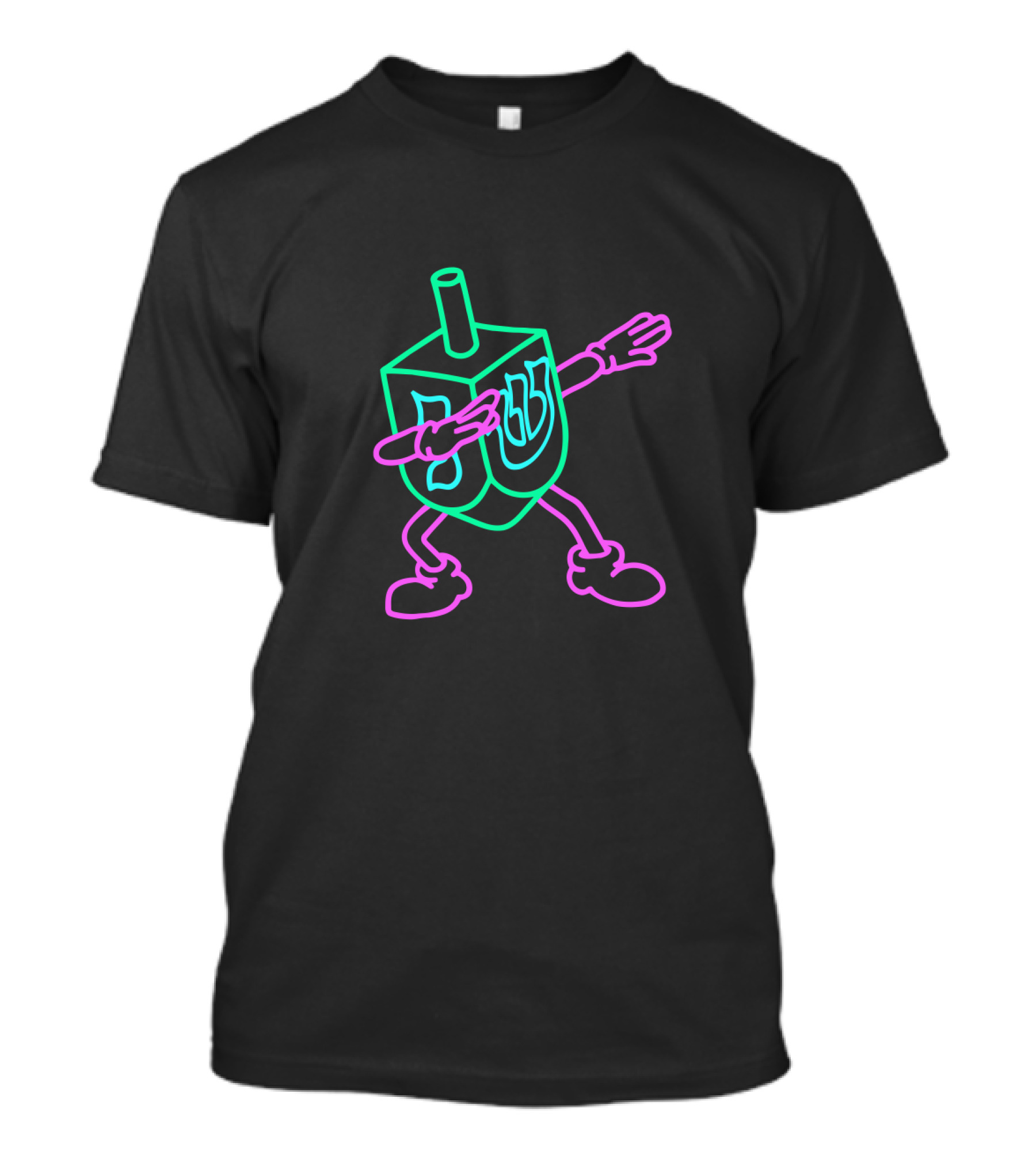 Neon Dabbing Dreidel With Hebrew Letters T-Shirt