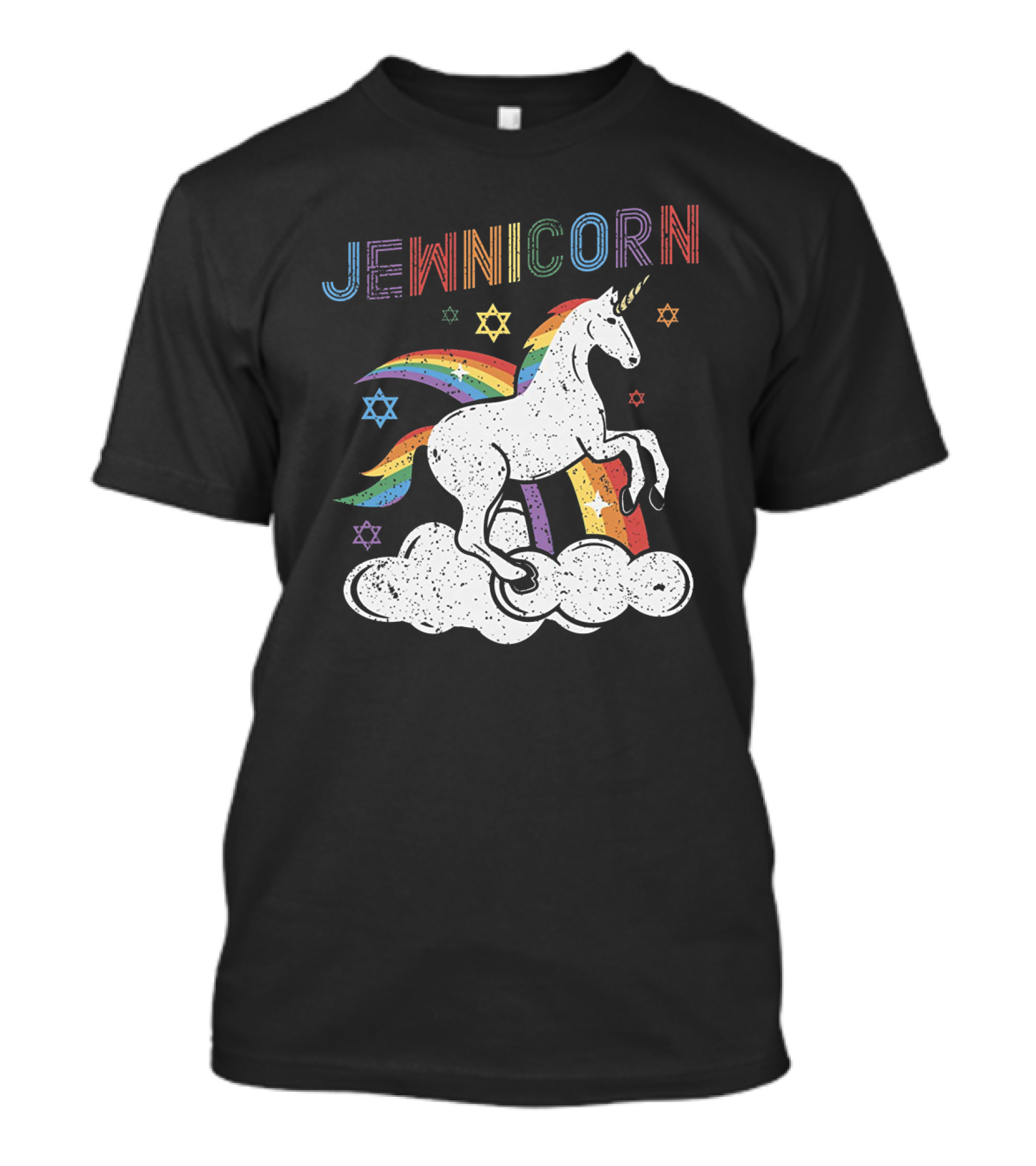 Jewnicorn Rainbow Star Of David Hanukkah Unicorn T-Shirt