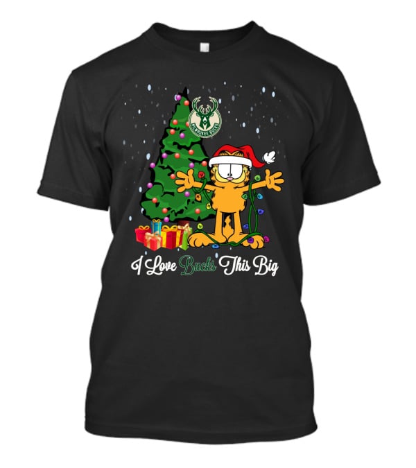Milwaukee Bucks I Love Bucks This Big Christmas Tree And Holiday Scene T-Shirt