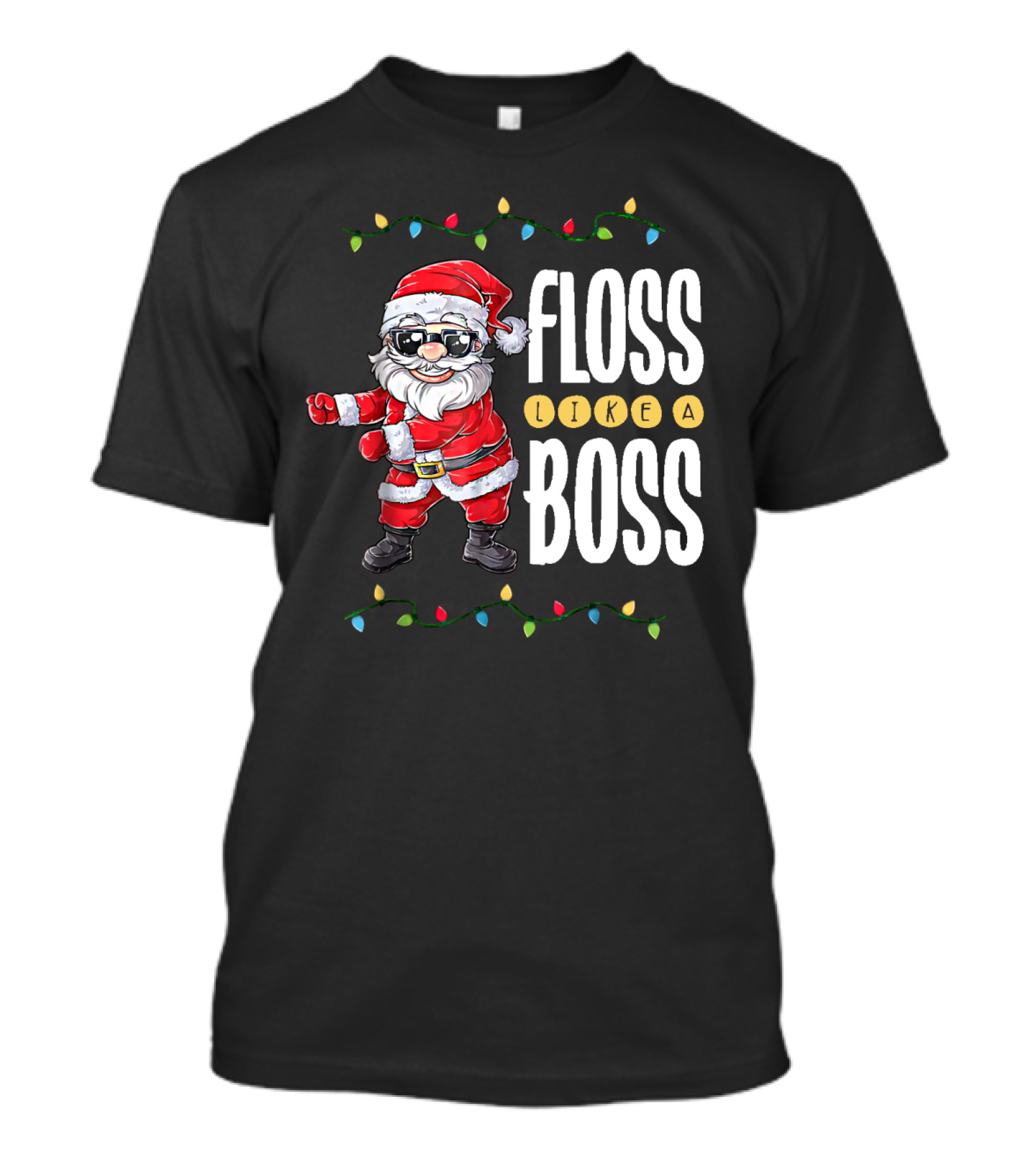 Floss Like A Boss Santa Dancing With Christmas Lights T-Shirt