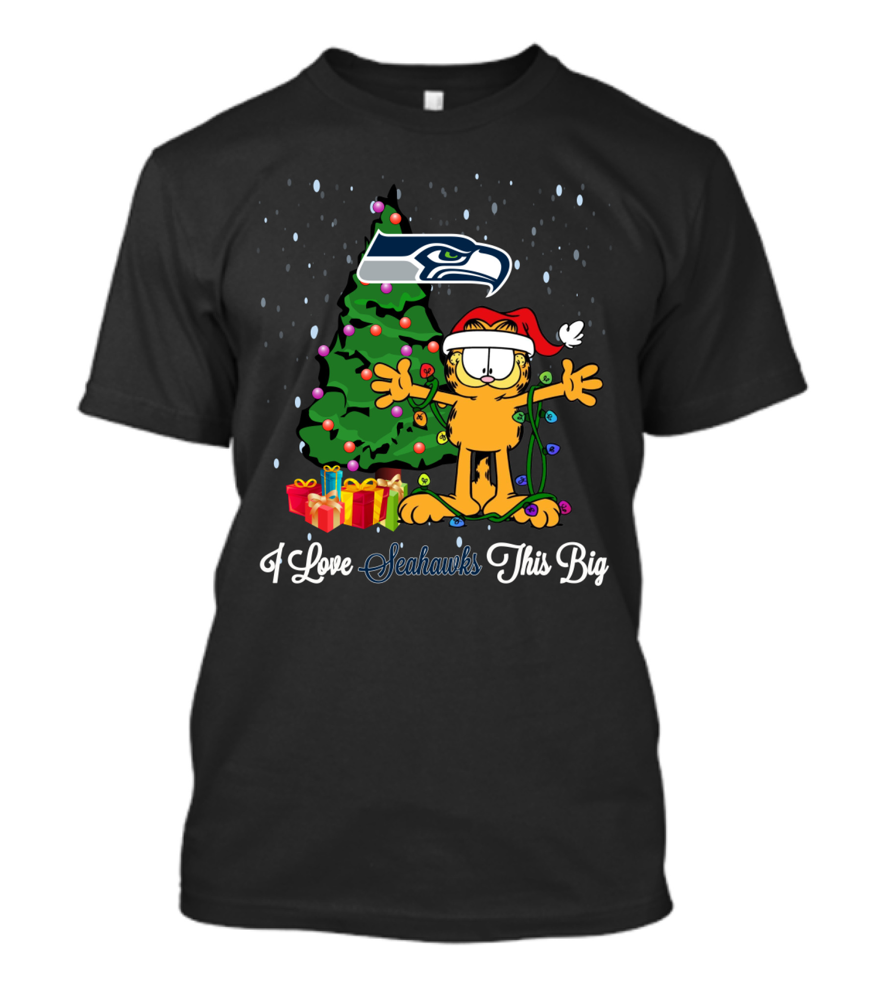 Seattle Seahawks Christmas Garfield I Love Seahawks This Big T-Shirt
