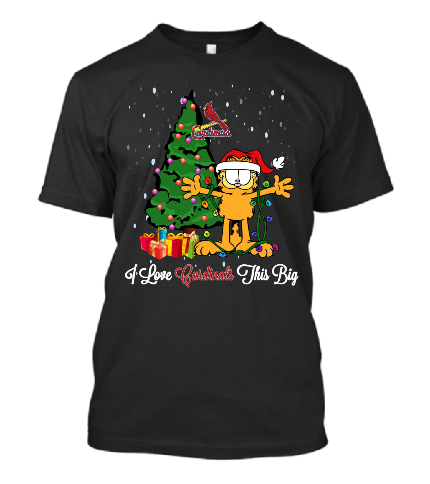 I Love St. Louis Cardinals This Big Christmas Tree Garfield T-Shirt