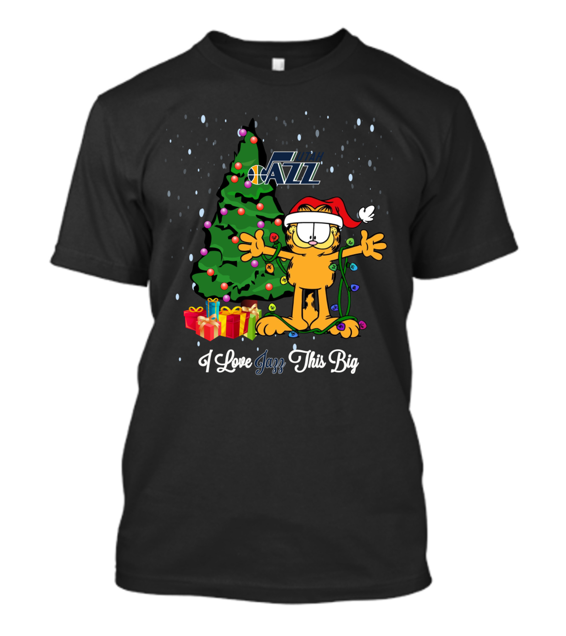 Utah Jazz Garfield Christmas I Love Jazz This Big T-Shirt
