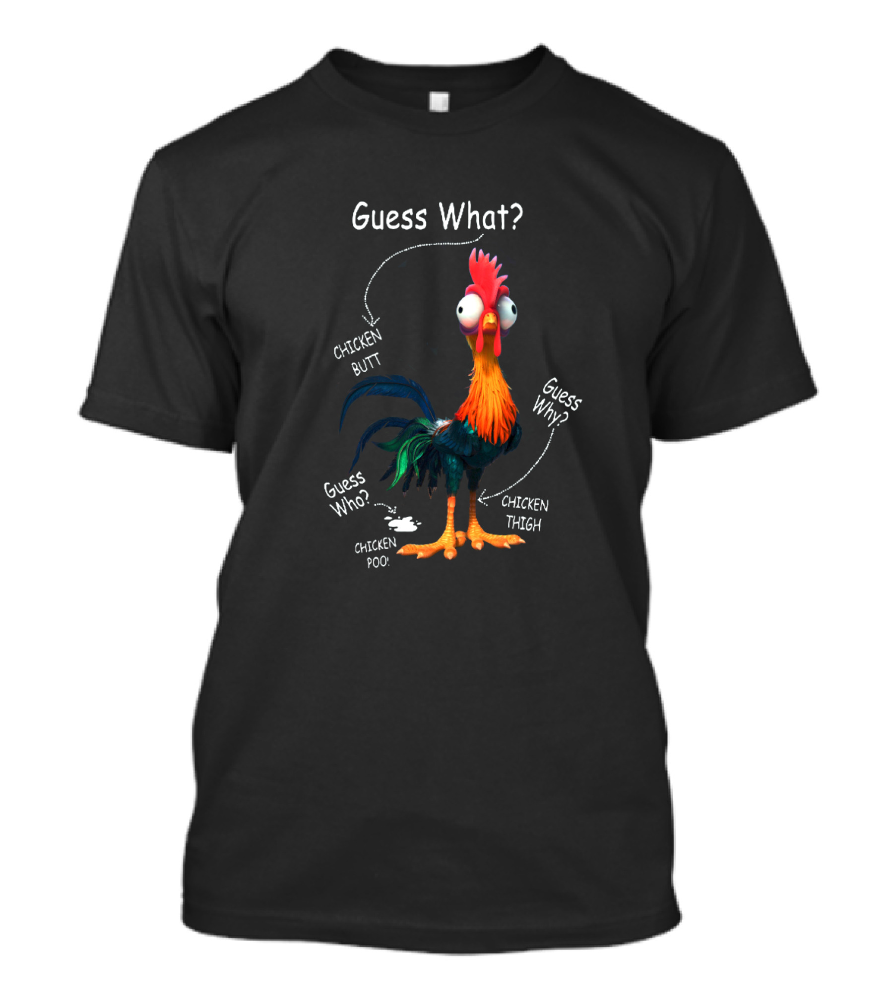 Guess What Chicken Butt Guess Why Chicken Thigh Guess Who Chicken Poo T-Shirt