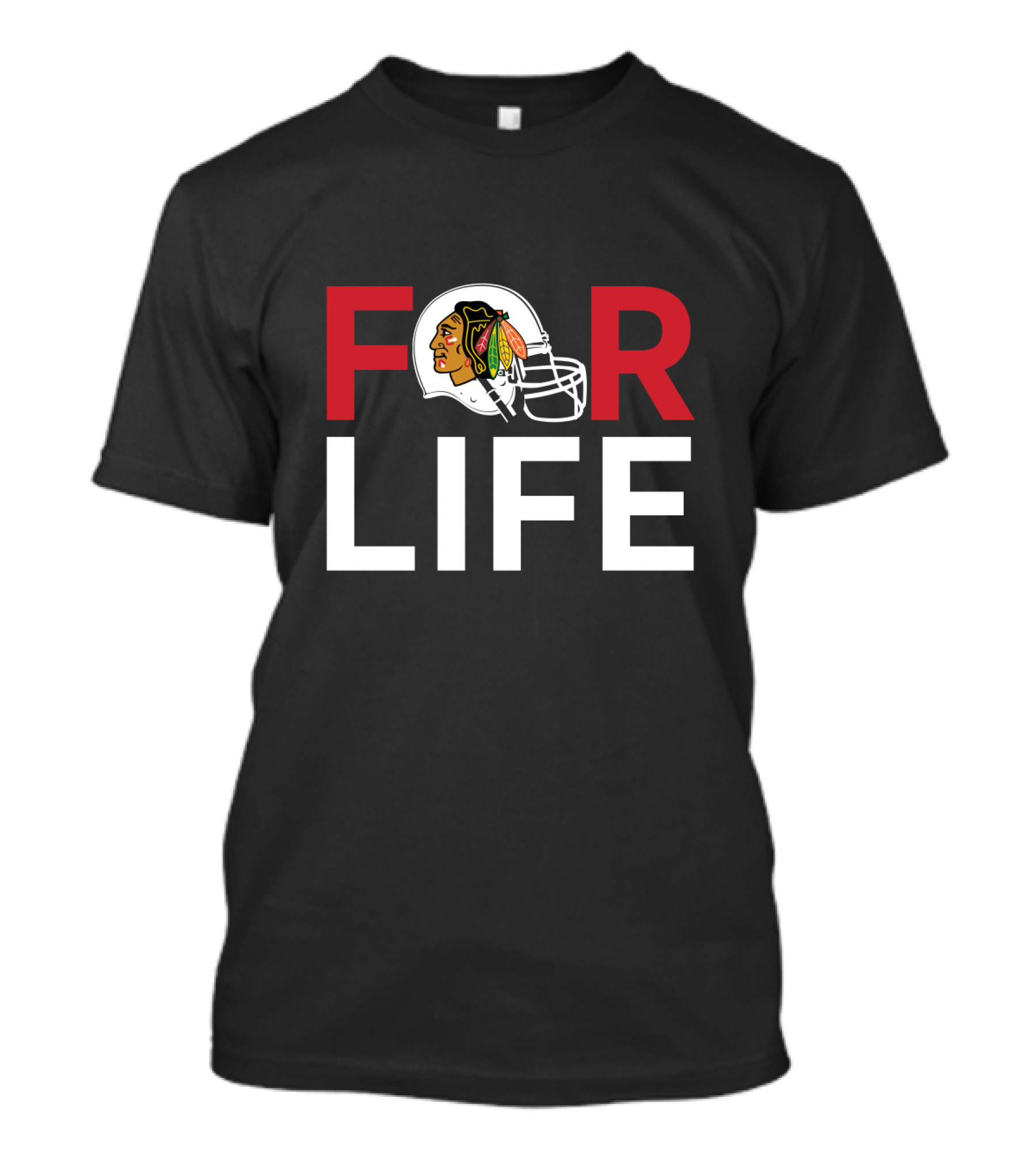 Chicago Blackhawks For Life Helmet Logo T-Shirt