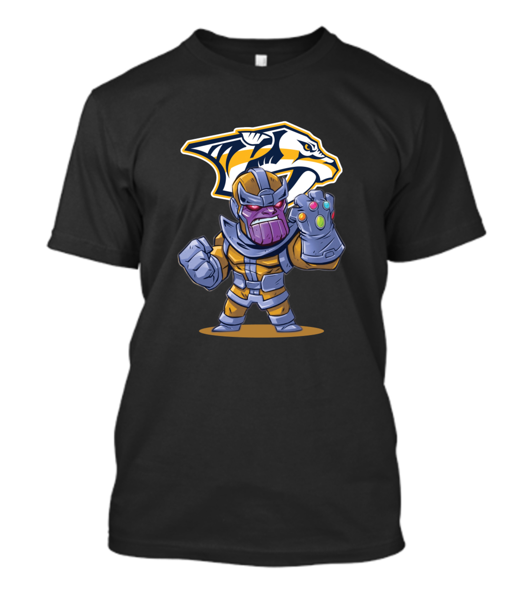 Nashville Predators Logo With Thanos Holding Infinity Gauntlet T-Shirt