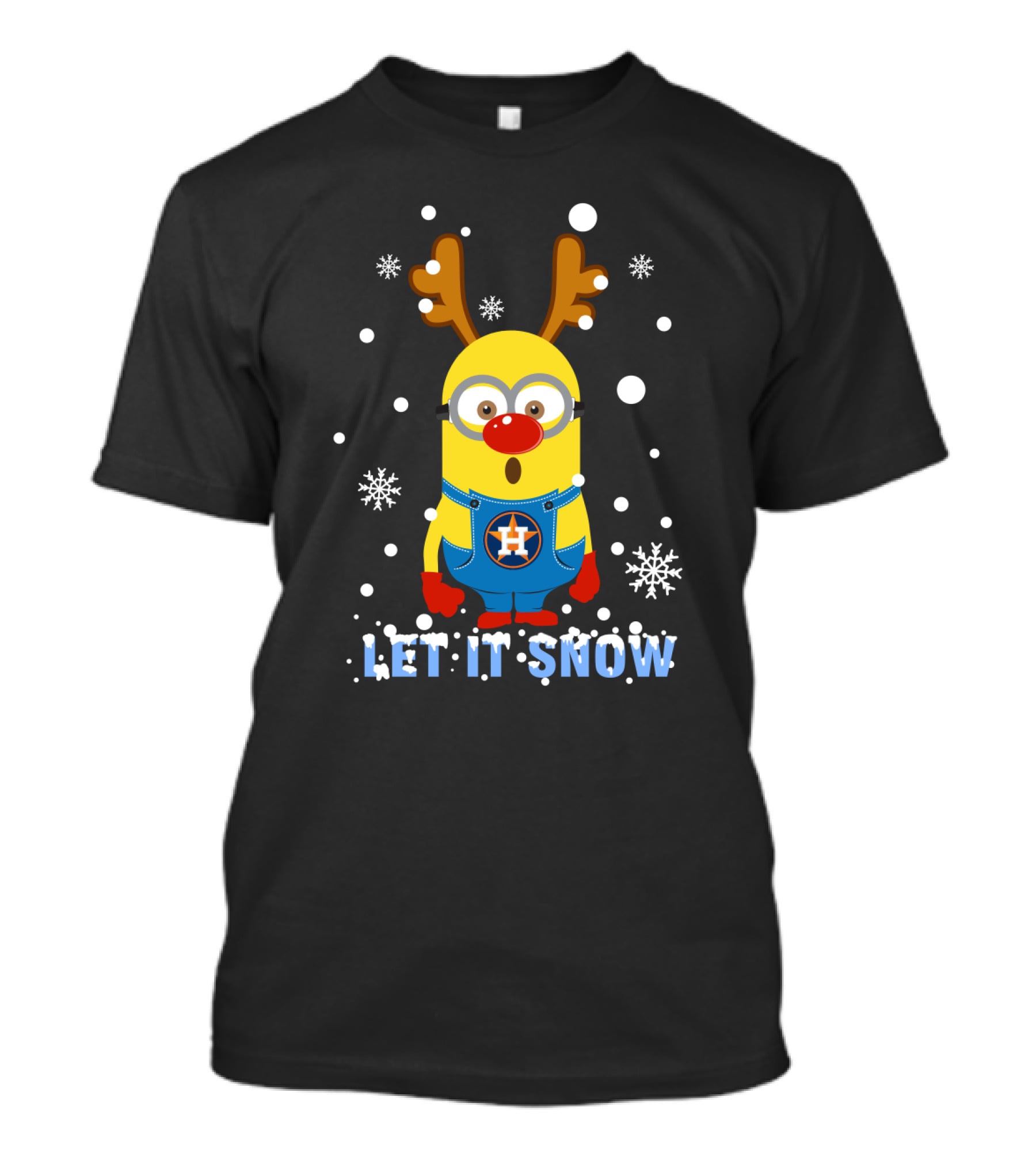 Let It Snow Houston Astros Minion Christmas Reindeer Snowflakes T-Shirt