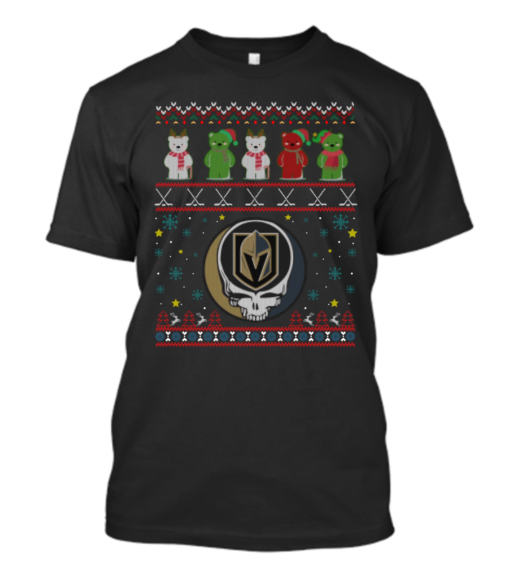 Vegas Golden Knights Grateful Dead Bears Holiday T-Shirt