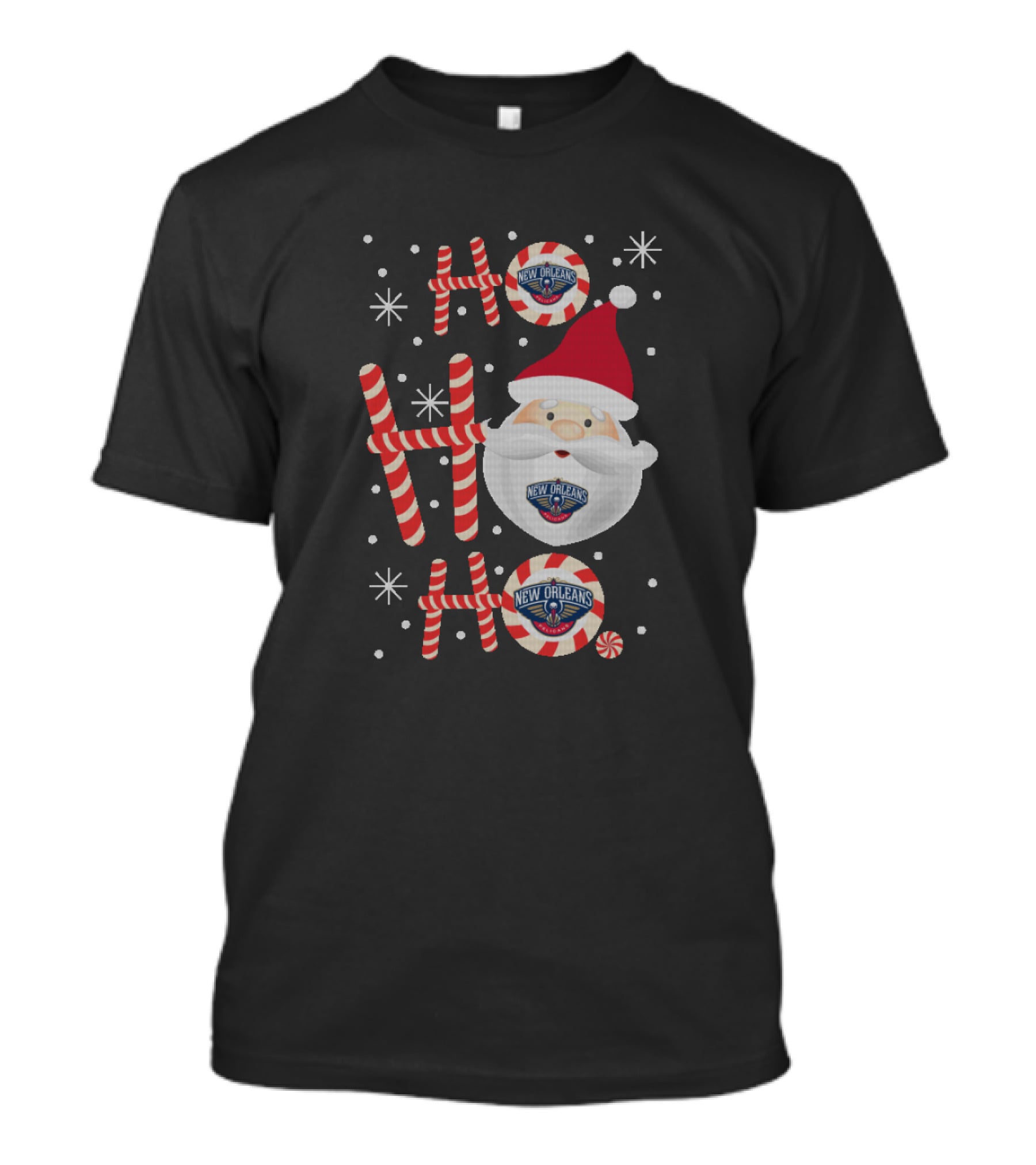 Ho Ho Ho New Orleans Pelicans Christmas Fans Santa Peppermint T-Shirt