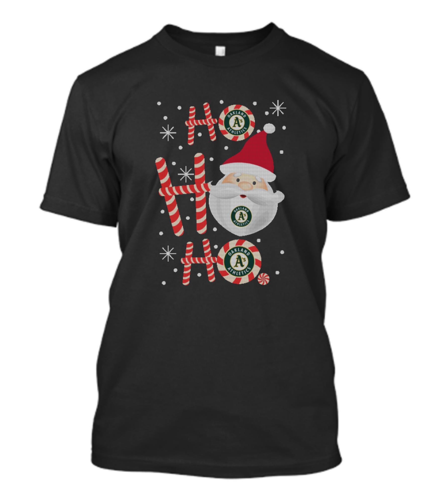 Candy Cane Santa Ho Ho Ho Xmas Oakland Athletics Fans T-Shirt