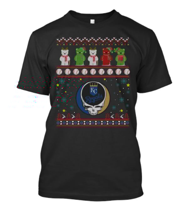 Kansas City Royals Grateful Dead Bears Festive Baseball T-Shirt
