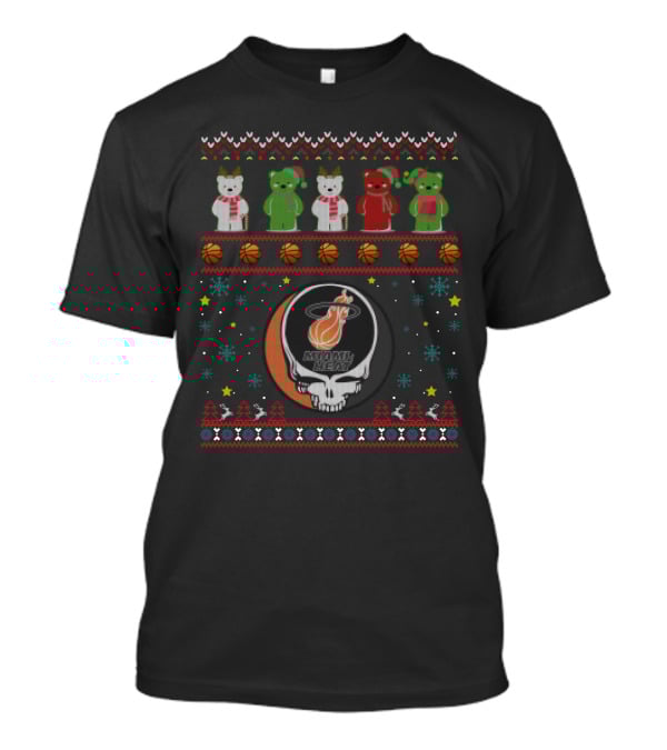 Miami Heat Grateful Dead Christmas Bears Basketball Holiday T-Shirt
